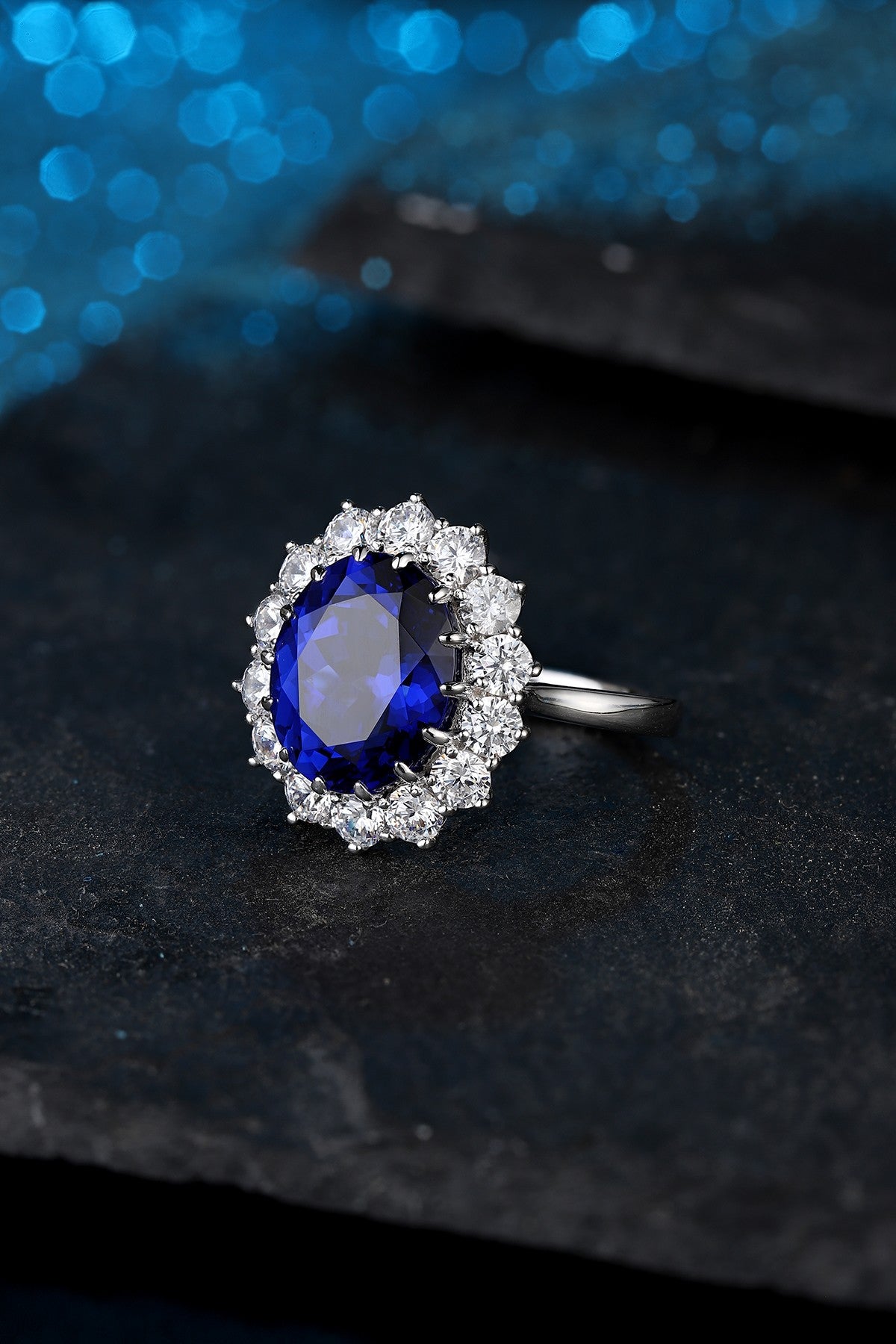 Sterling Silver Lab - Grown Sapphire Ring W – JSABR1272Y
