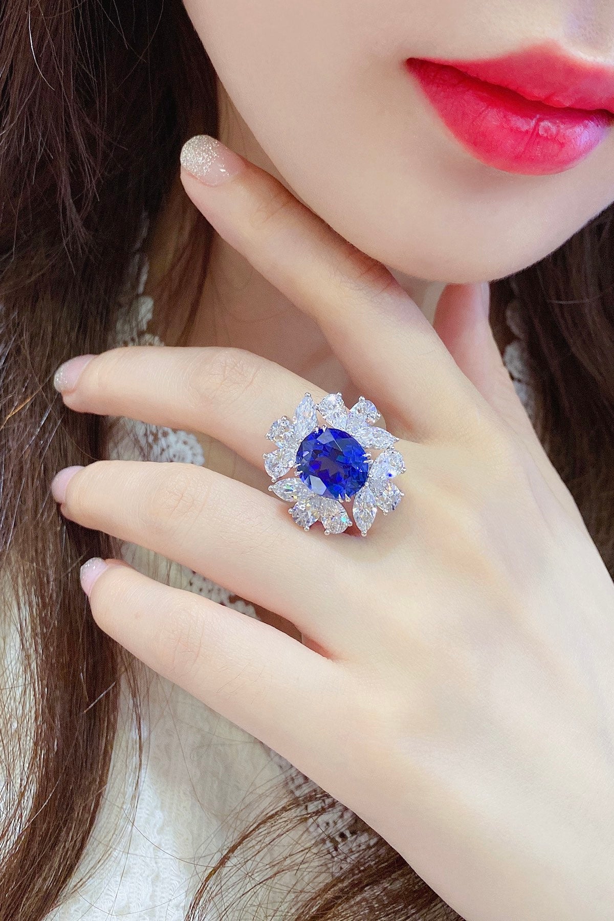 Sterling Silver Lab - Grown Sapphire Ring A – JSABR238Y
