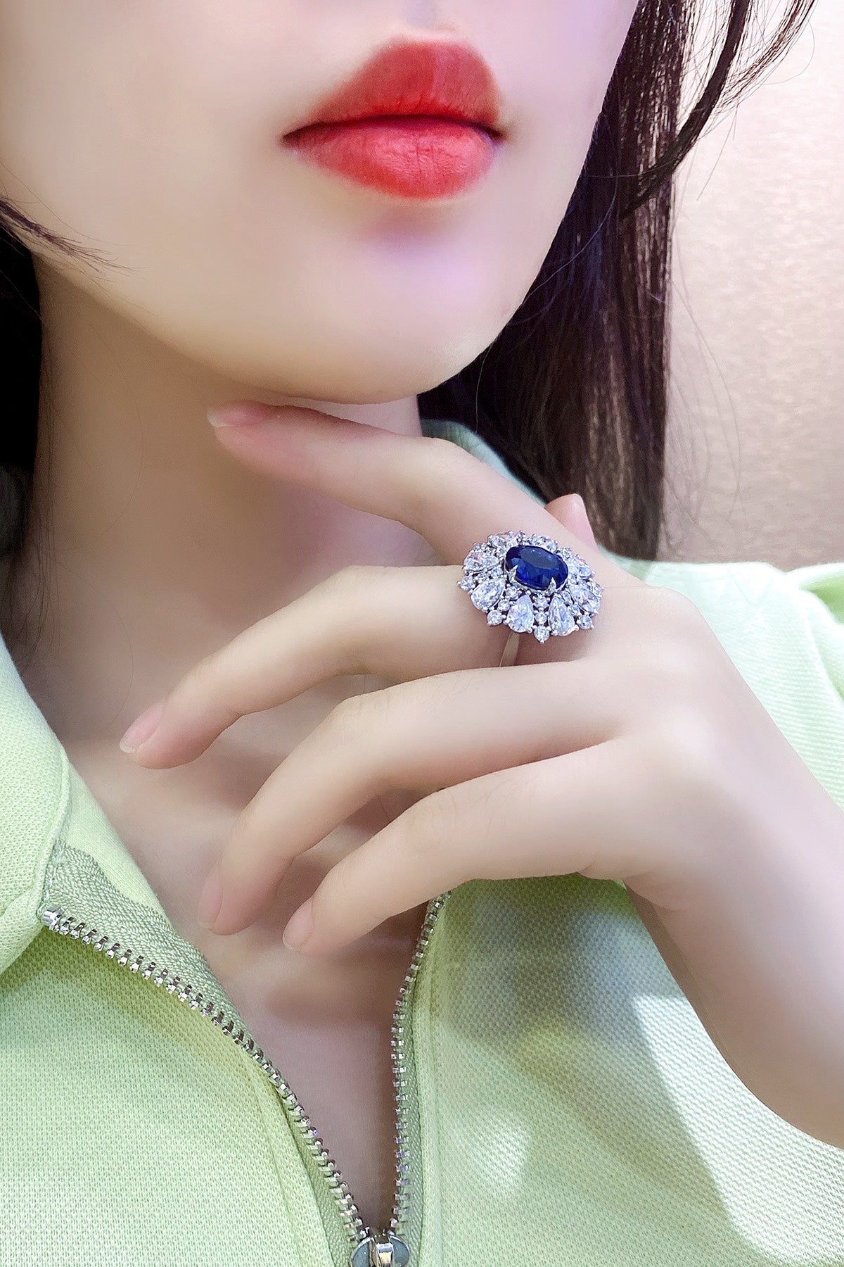 Sterling Silver Lab - Grown Sapphire Ring A – JSABR195Y