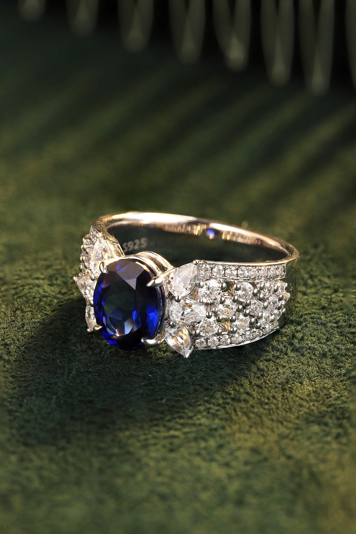 Sterling Silver Lab - Grown Sapphire Ring W – JSABR193Y