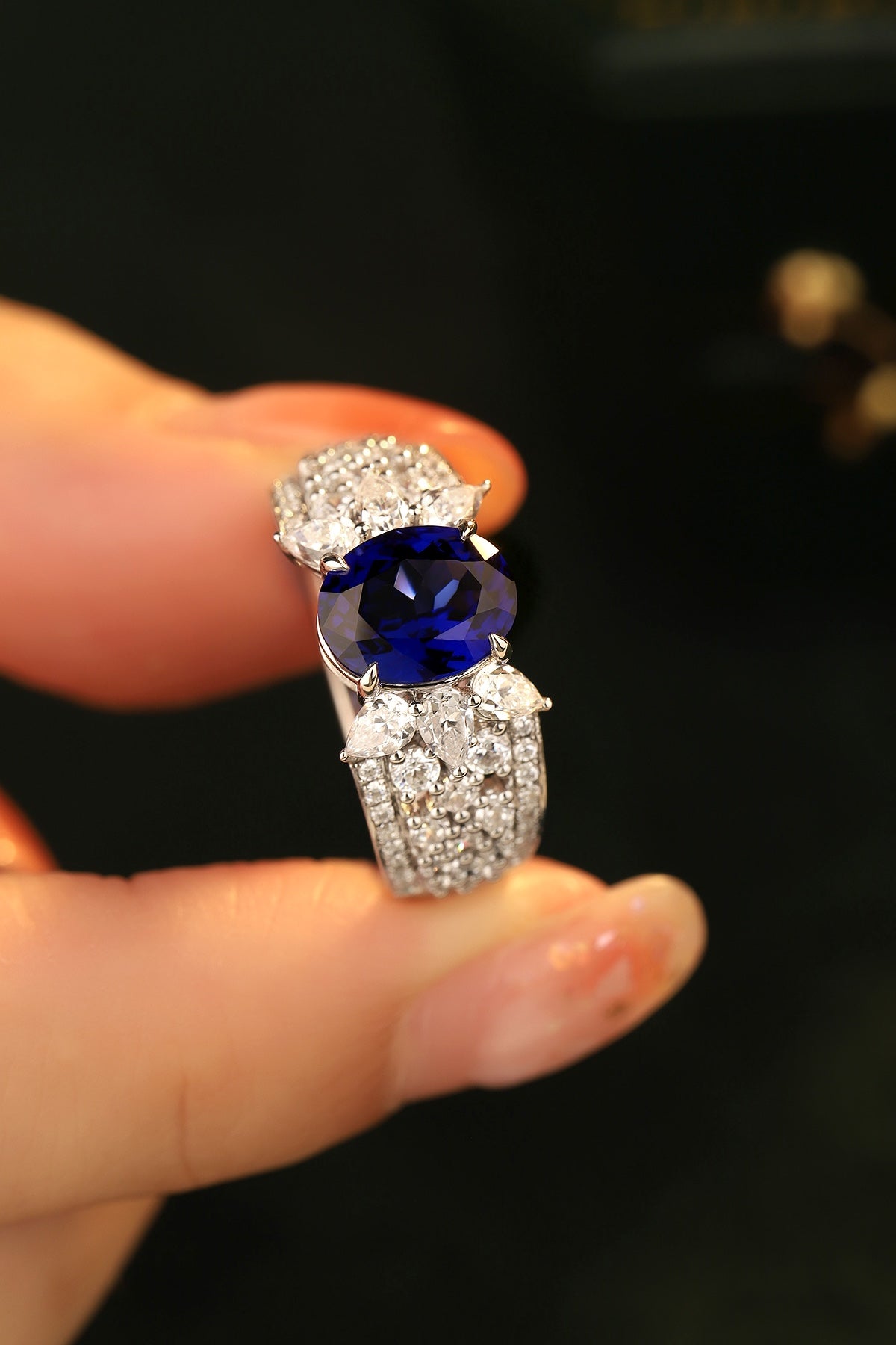 Sterling Silver Lab - Grown Sapphire Ring W – JSABR193Y