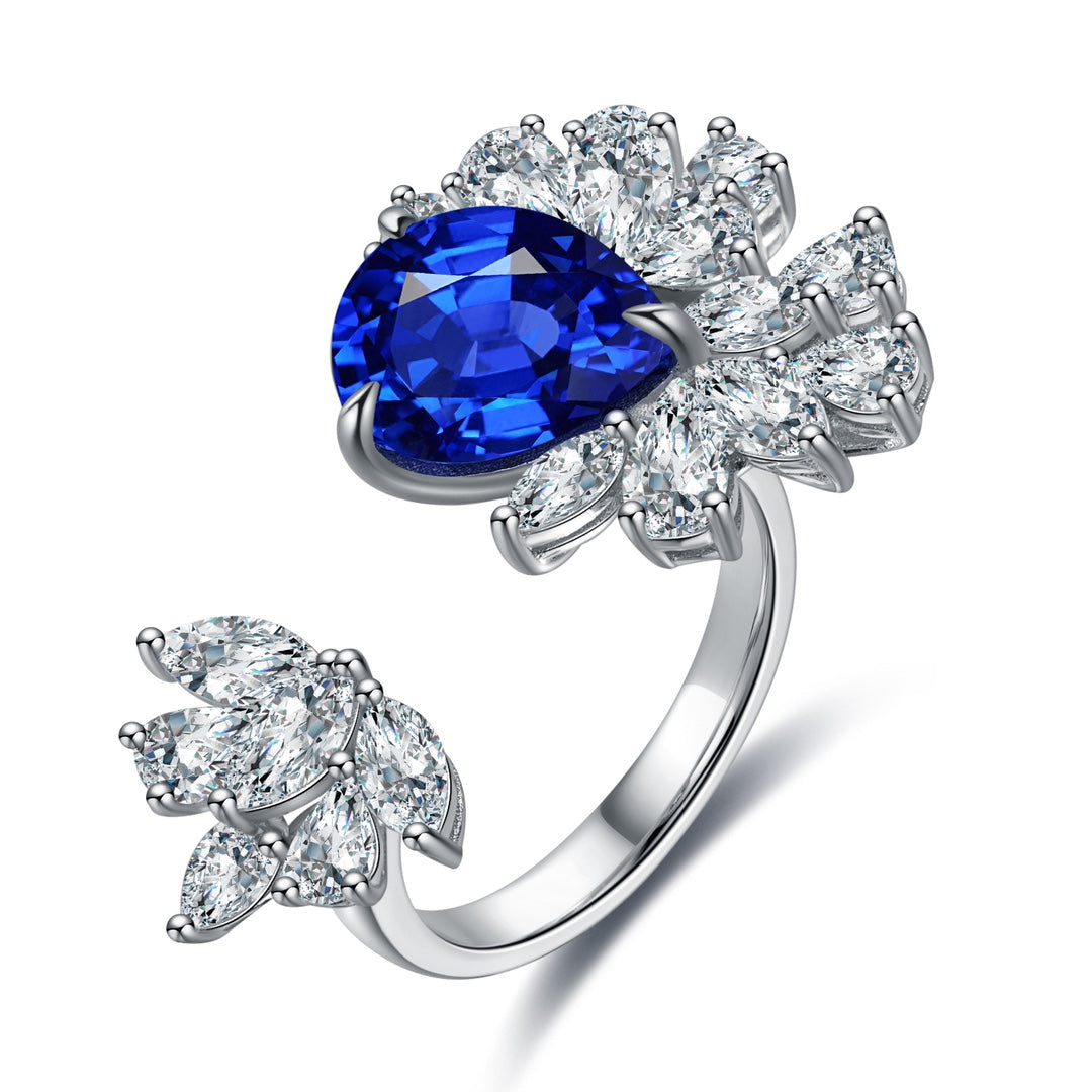 Sterling Silver Lab - Grown Sapphire Ring W – JSABR148Y