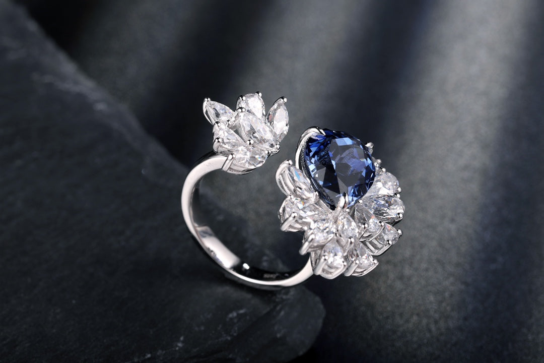 Sterling Silver Lab - Grown Sapphire Ring W – JSABR148Y
