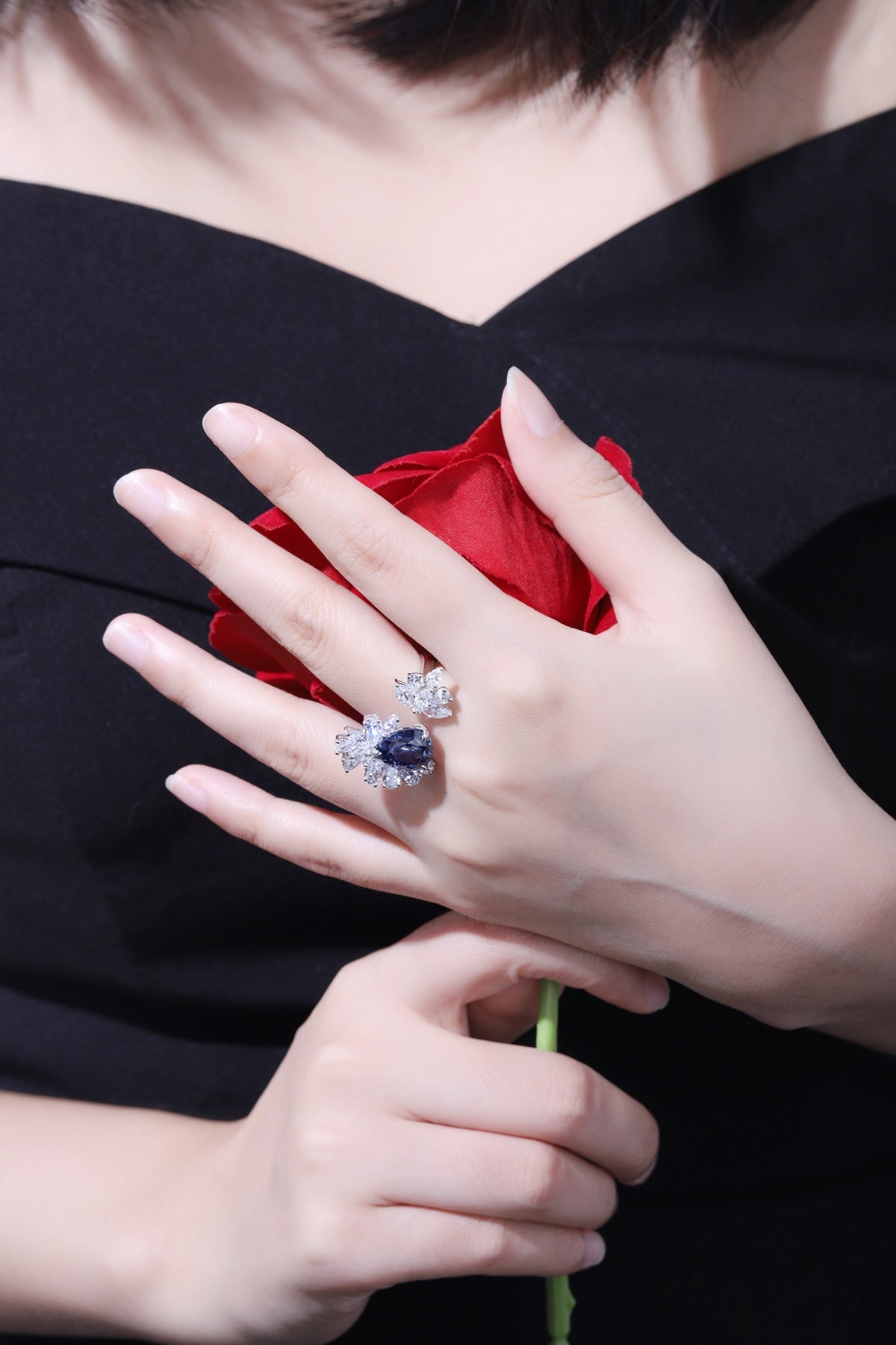Sterling Silver Lab - Grown Sapphire Ring W – JSABR148Y