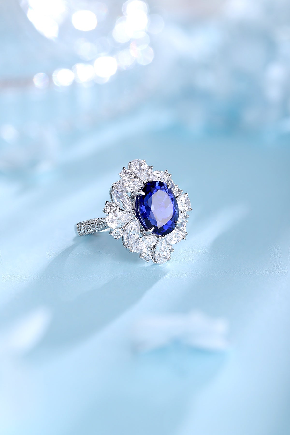 Sterling Silver Lab - Grown Sapphire Ring W – JSABR147Y