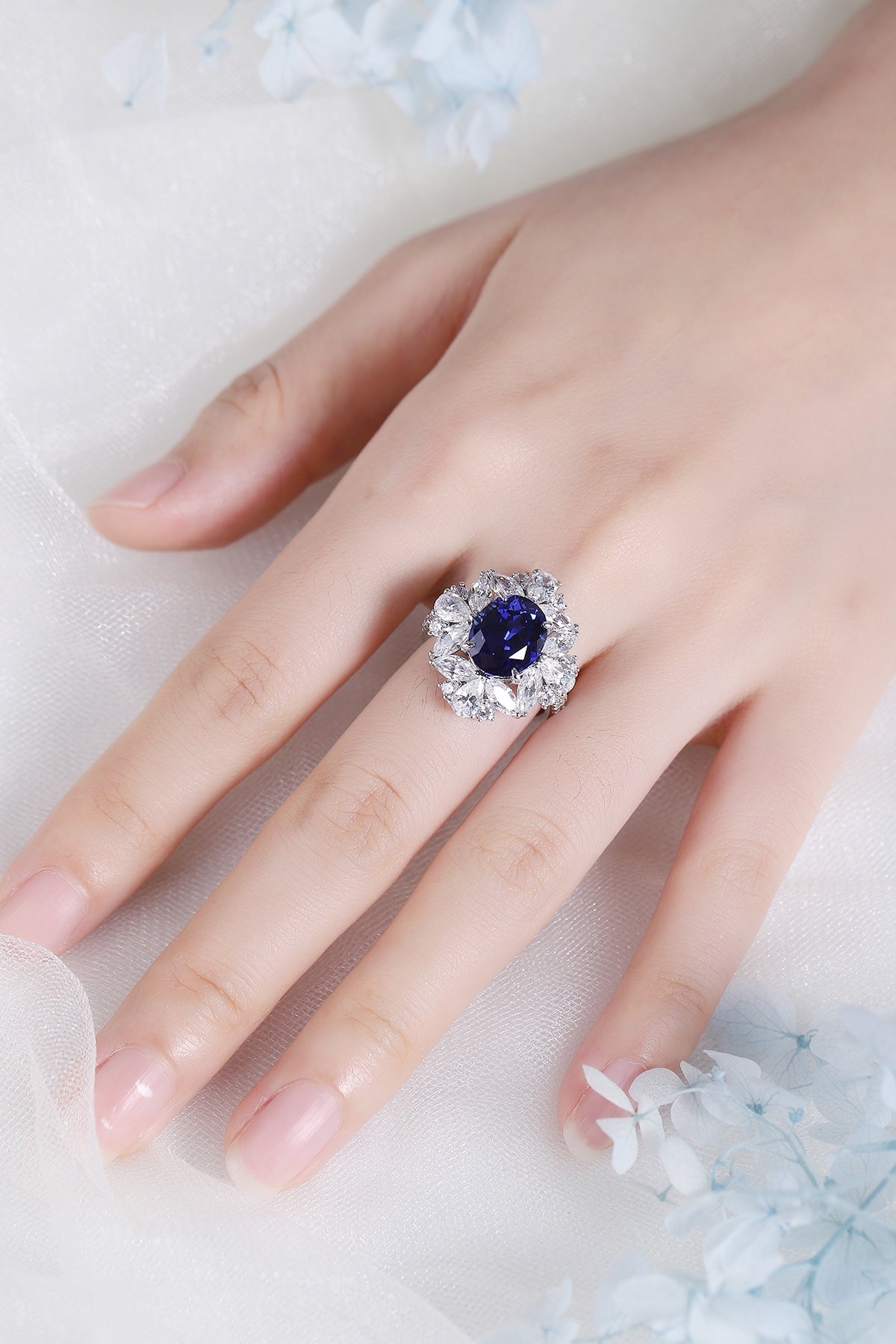 Sterling Silver Lab - Grown Sapphire Ring W – JSABR147Y