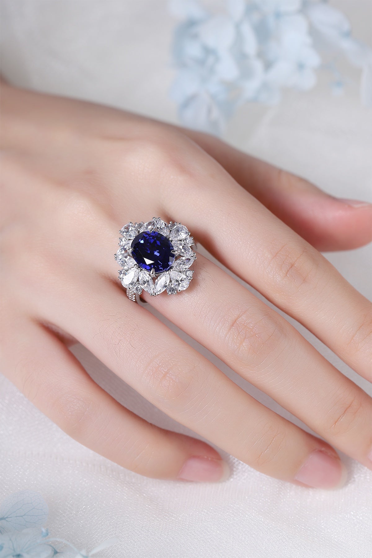 Sterling Silver Lab - Grown Sapphire Ring W – JSABR147Y