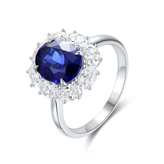 Sterling Silver Lab - Grown Sapphire Ring A – JSABR139Y