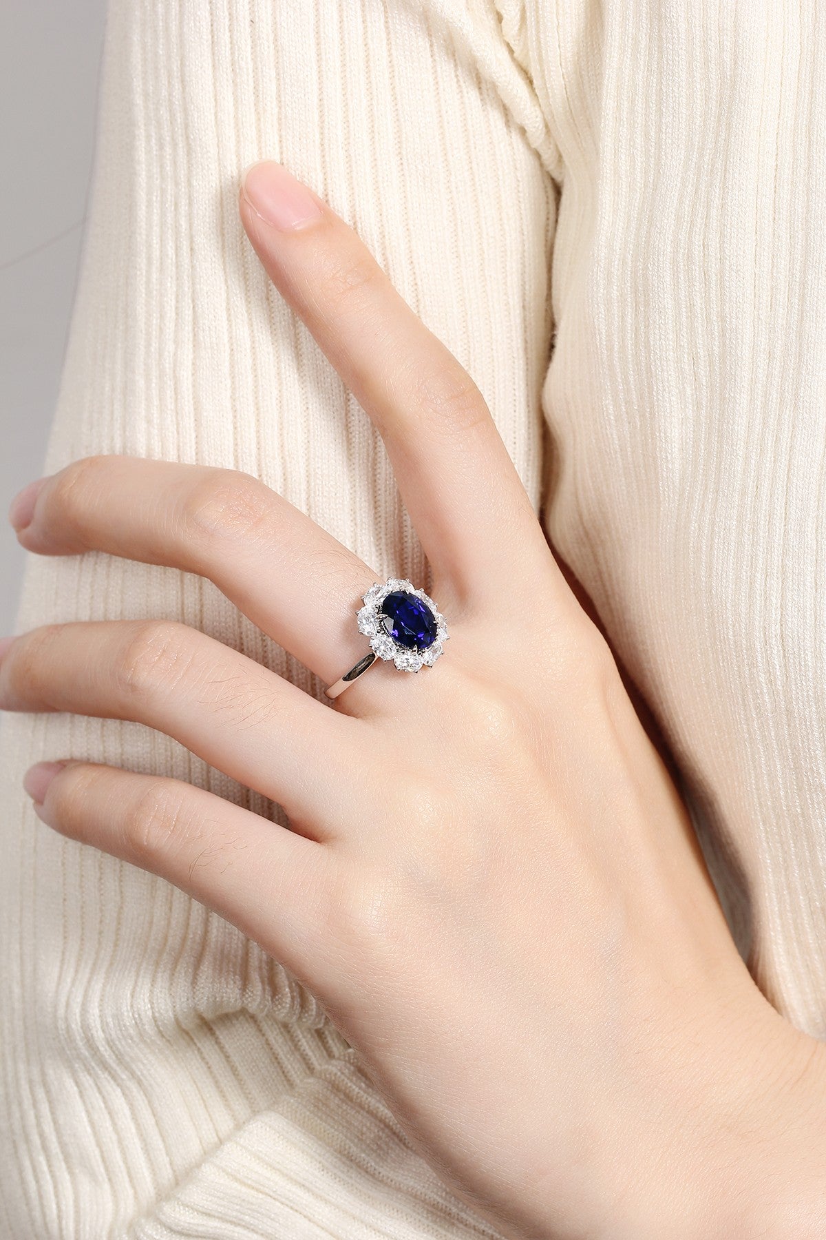 Sterling Silver Lab - Grown Sapphire Ring A – JSABR139Y