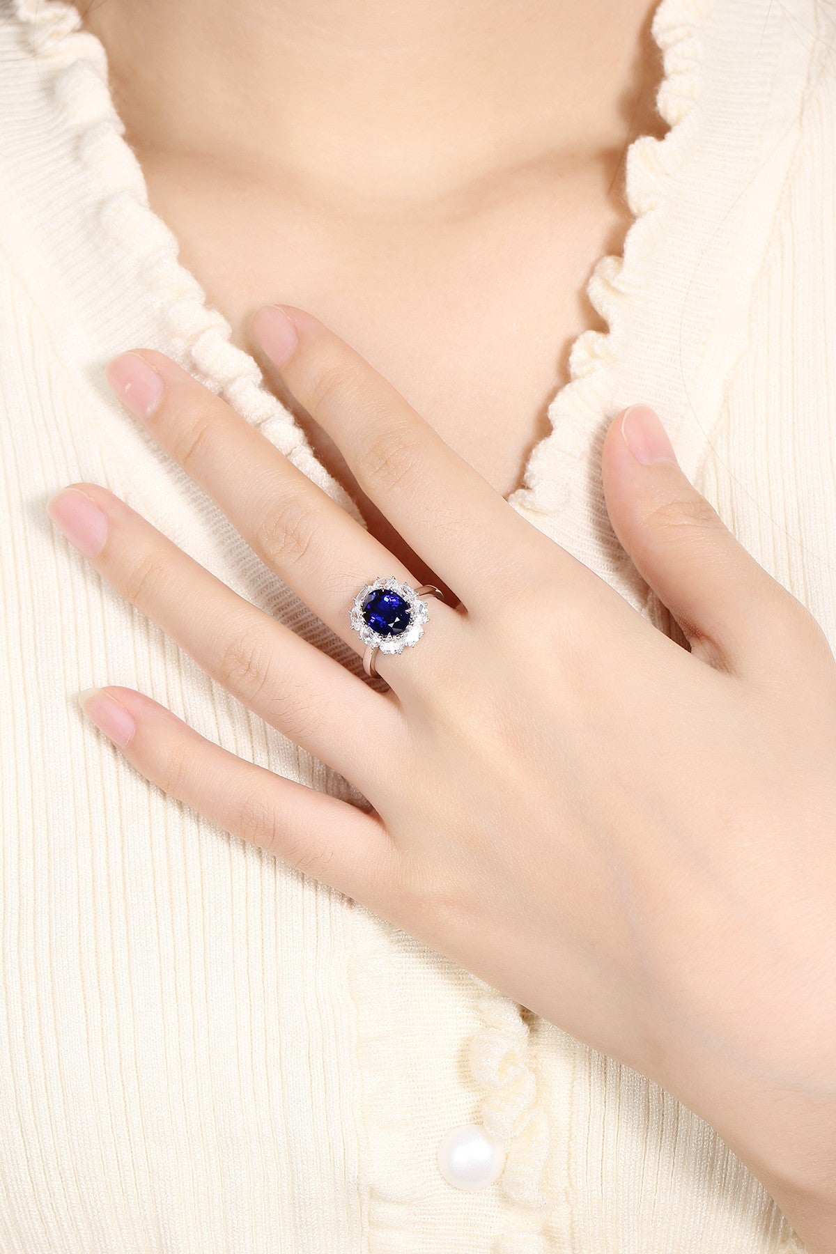 Sterling Silver Lab - Grown Sapphire Ring A – JSABR139Y