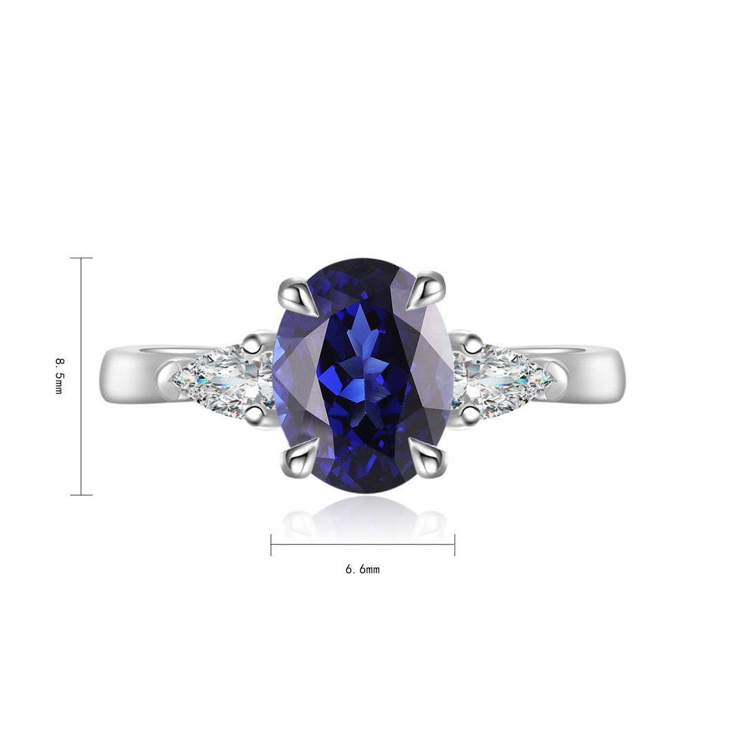 Sterling Silver Lab - Grown Sapphire Ring W – JSEGR130Y