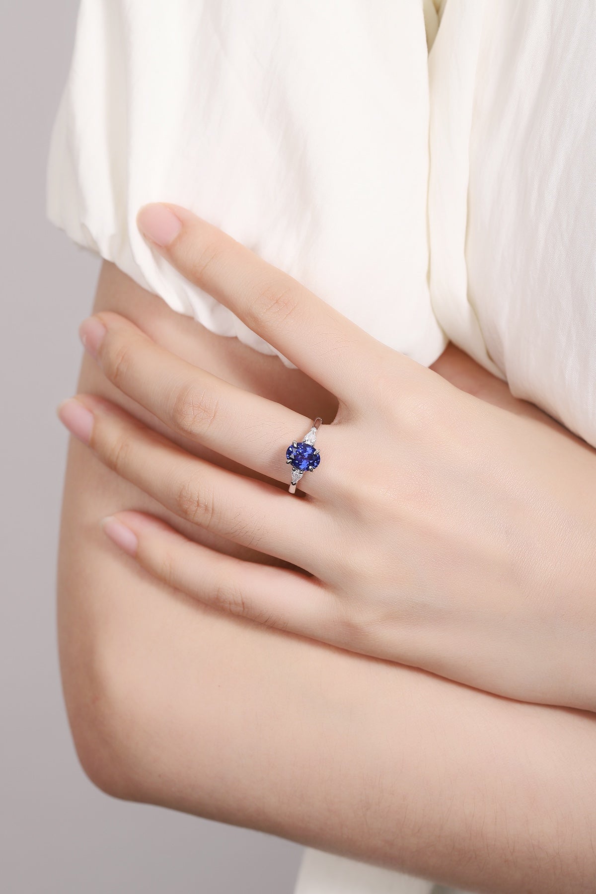 Sterling Silver Lab - Grown Sapphire Ring W – JSEGR130Y