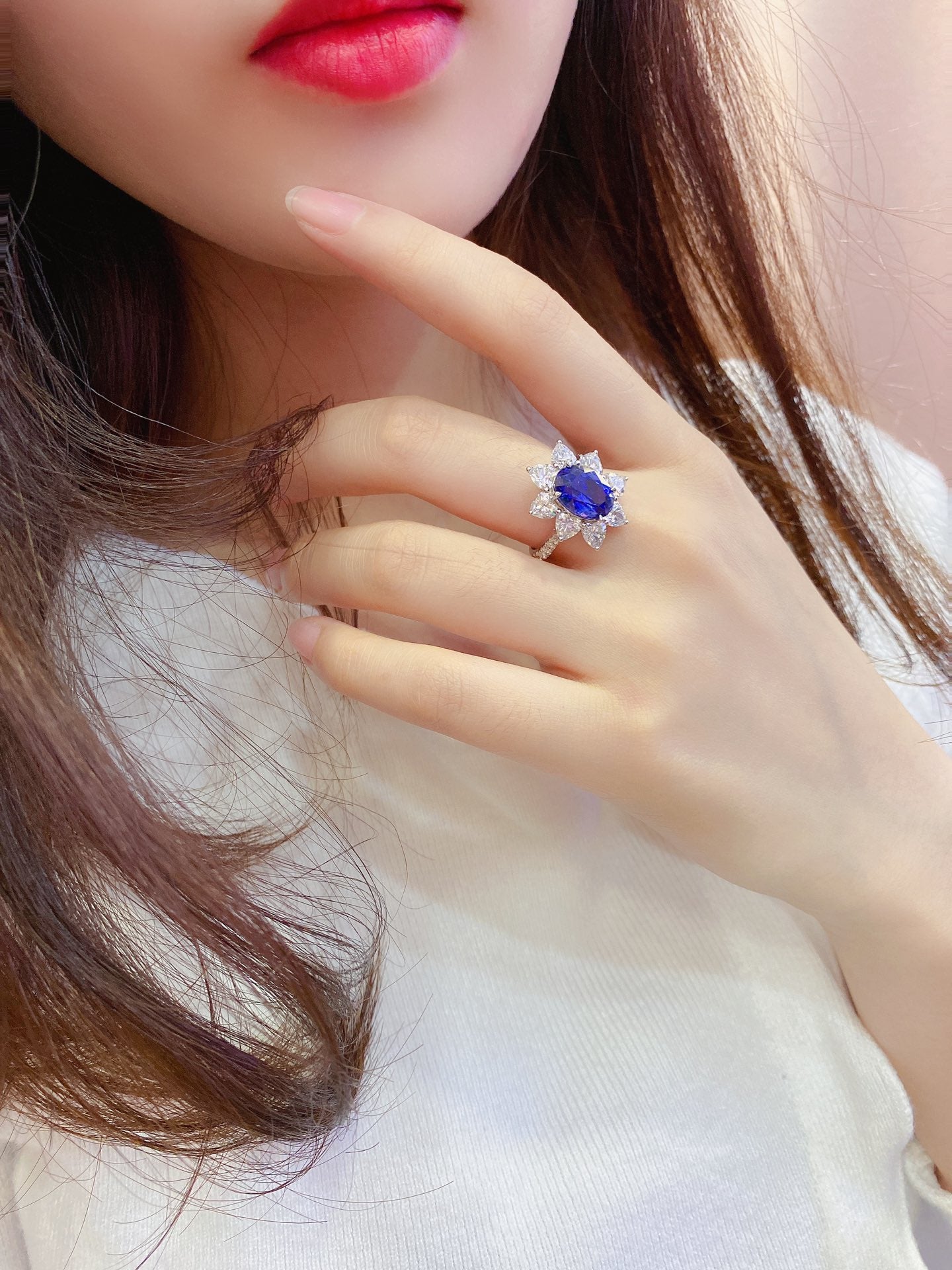 Sterling Silver Lab - Grown Sapphire Ring A – JSABR137Y