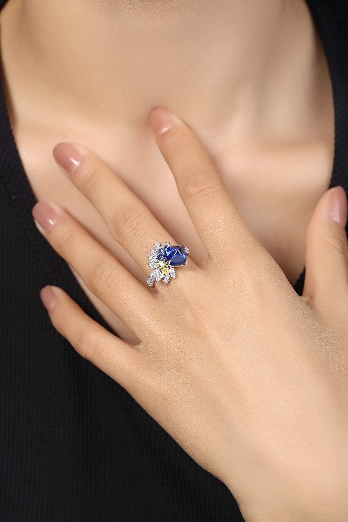 Sterling Silver Lab - Grown Sapphire Ring A – JSABR491Y