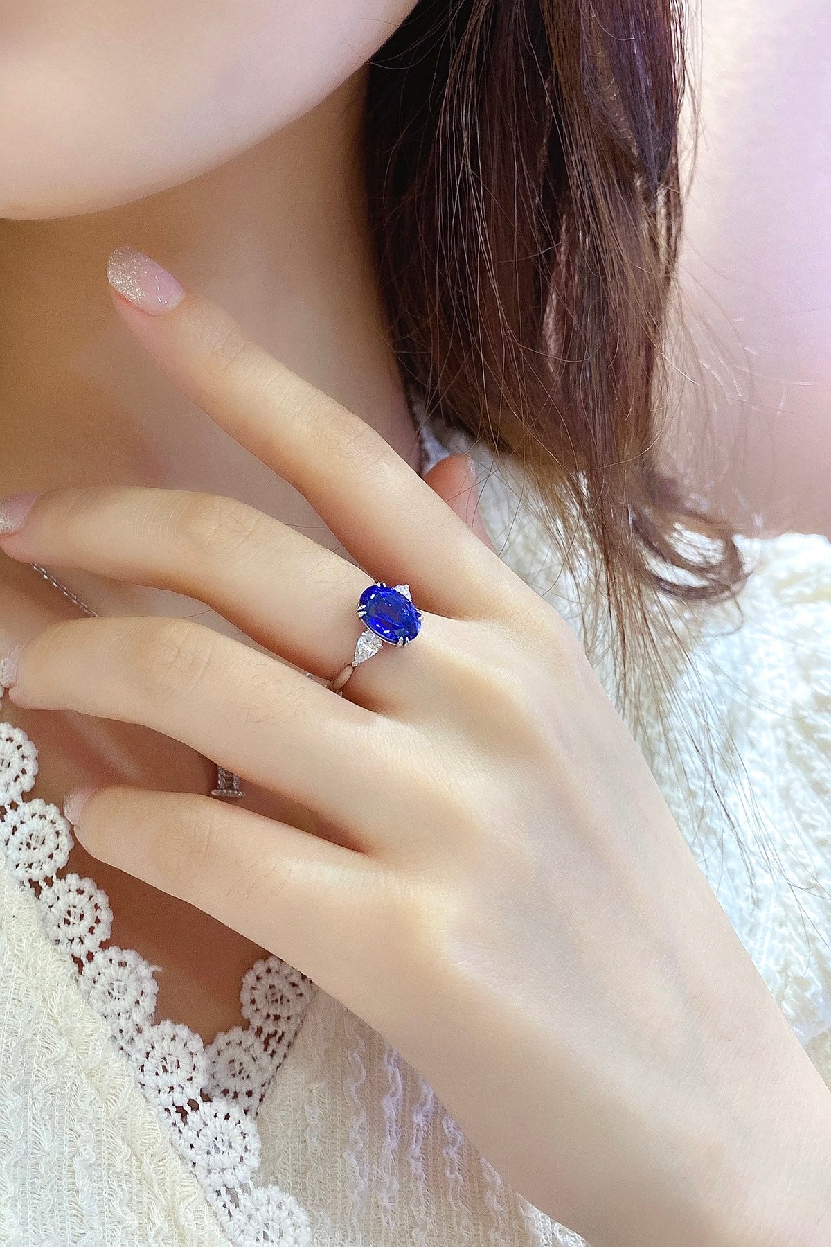 Sterling Silver Lab - Grown Sapphire Ring W – JSABR222Y