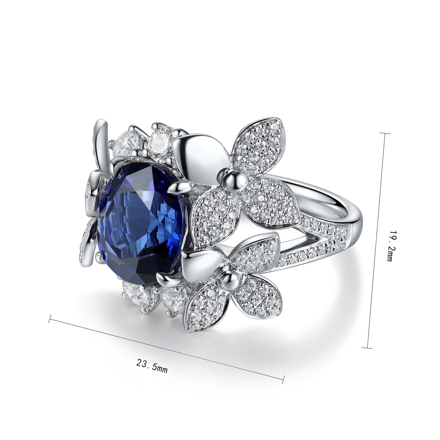 Sterling Silver Lab - Grown Sapphire Ring W – JSABR186Y