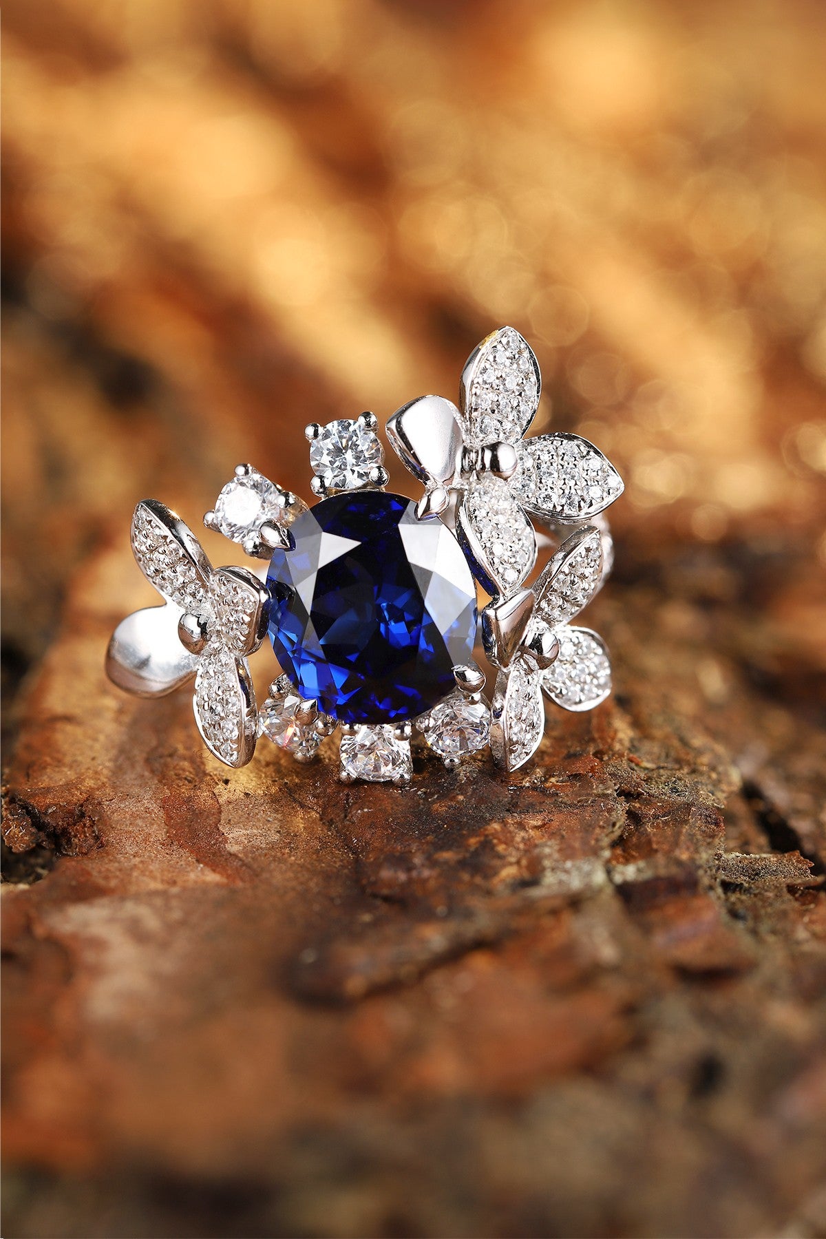 Sterling Silver Lab - Grown Sapphire Ring W – JSABR186Y