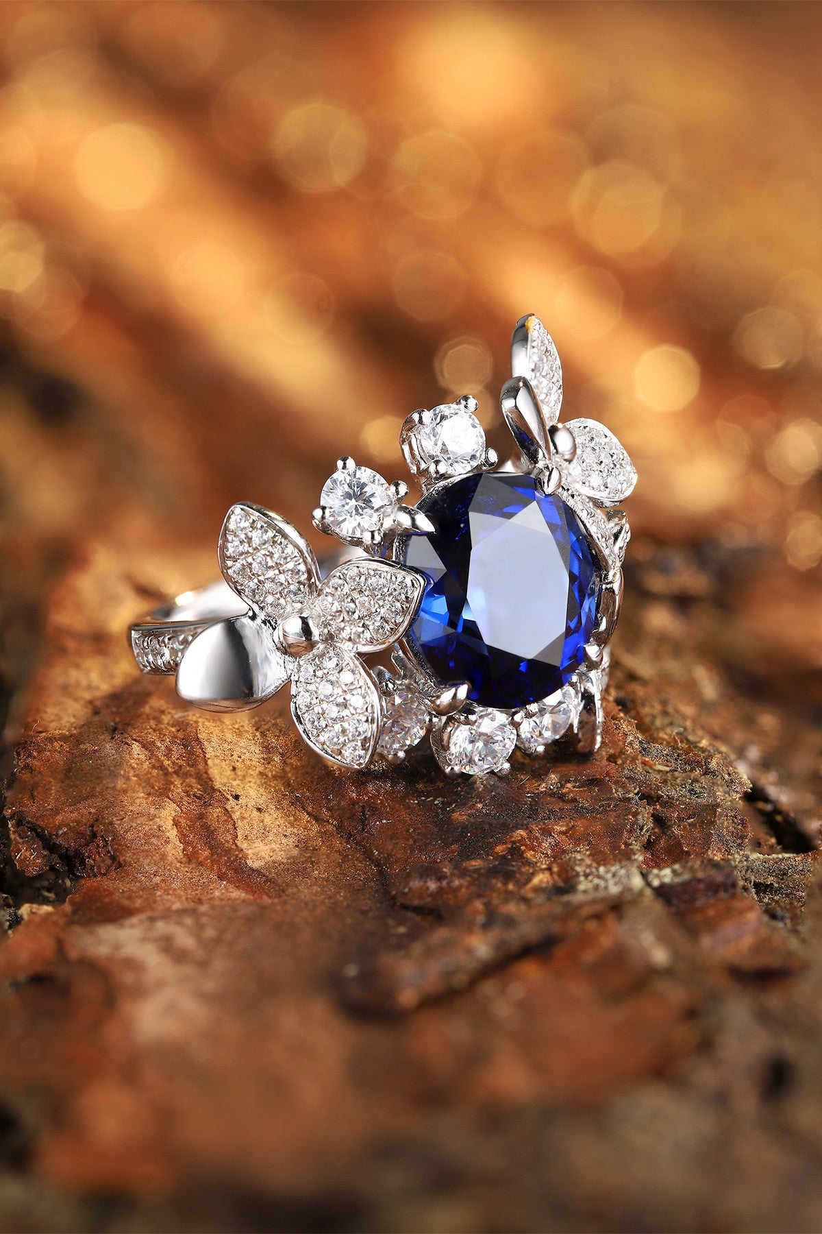 Sterling Silver Lab - Grown Sapphire Ring W – JSABR186Y