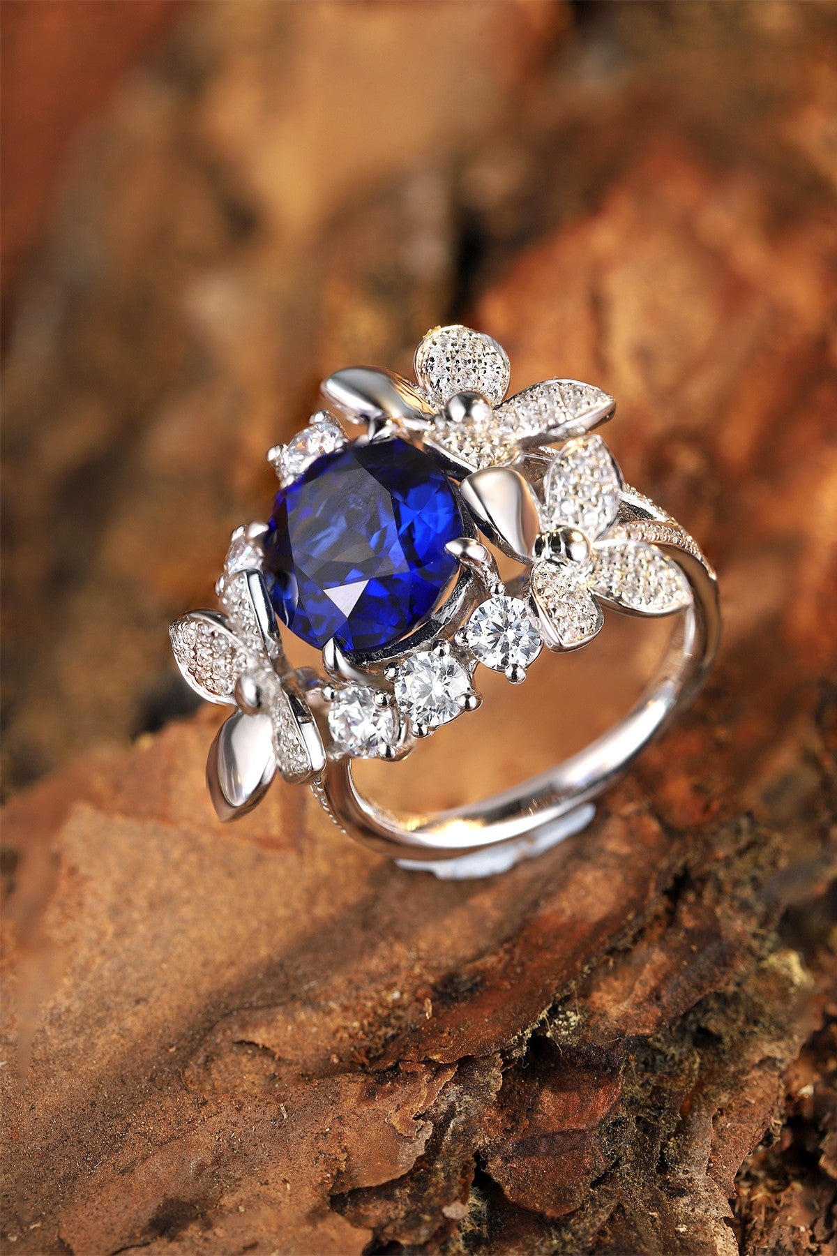 Sterling Silver Lab - Grown Sapphire Ring W – JSABR186Y