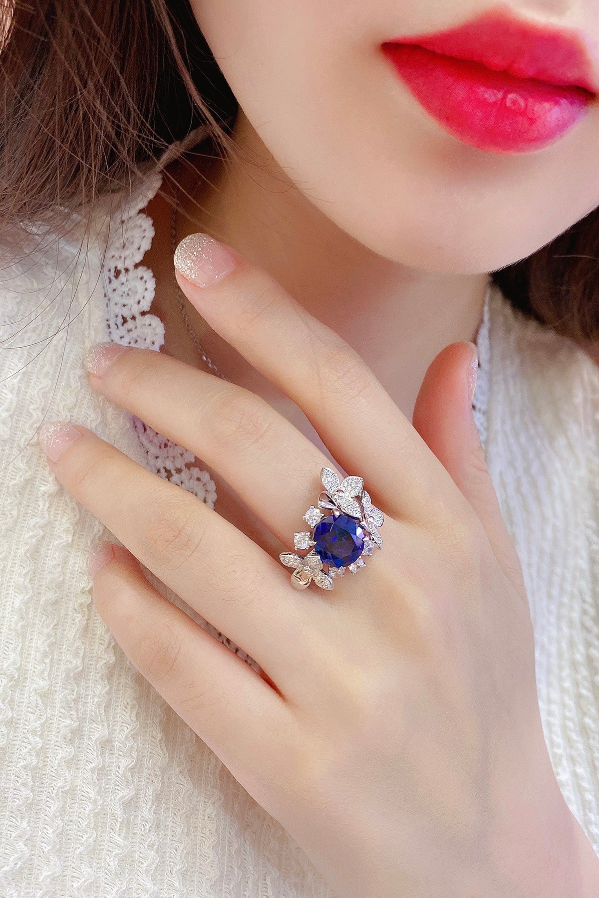 Sterling Silver Lab - Grown Sapphire Ring W – JSABR186Y