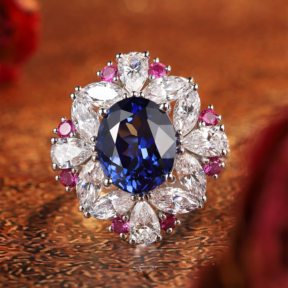 Sterling Silver Lab - Grown Sapphire Ring W – JSABR147Y