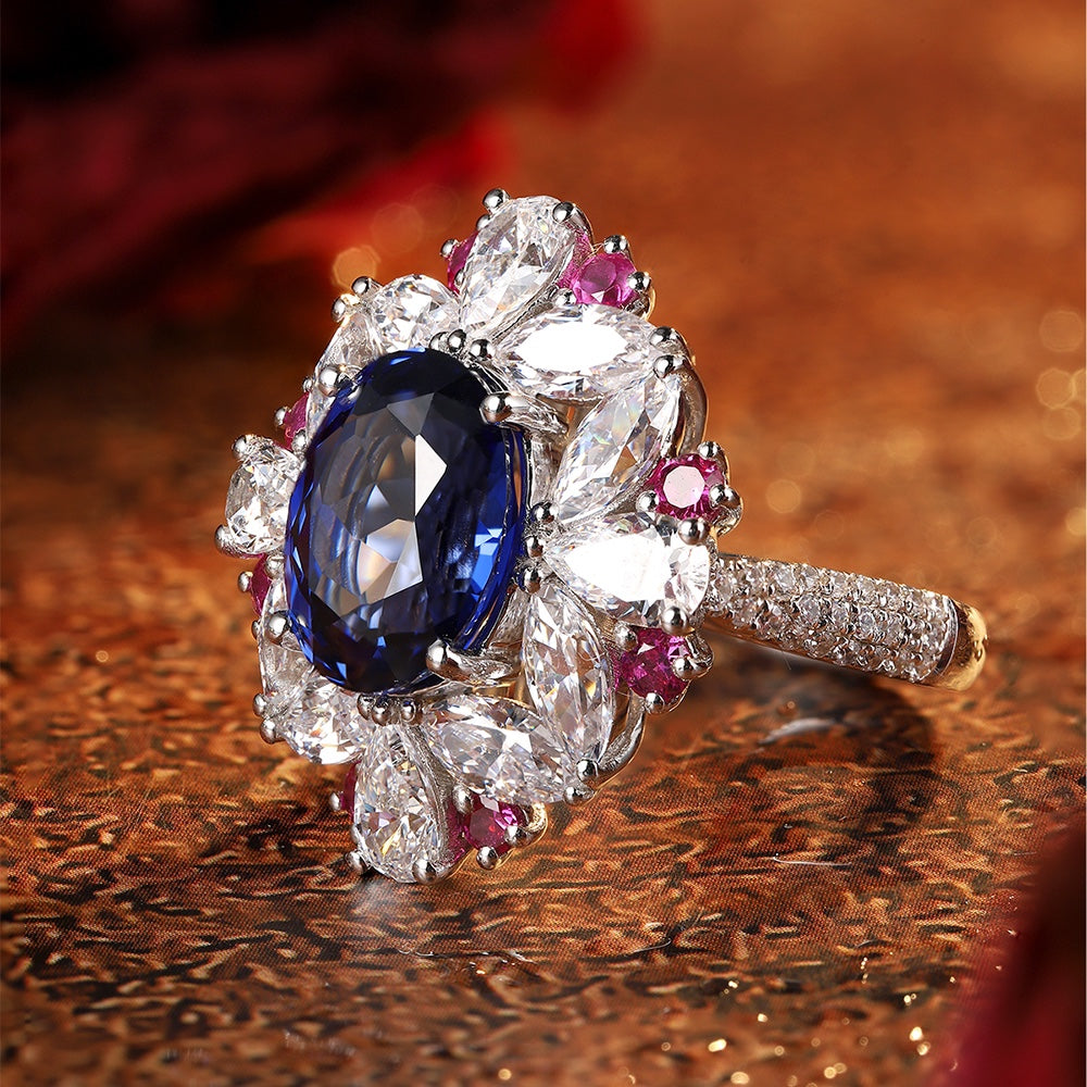 Sterling Silver Lab - Grown Sapphire Ring W – JSABR147Y