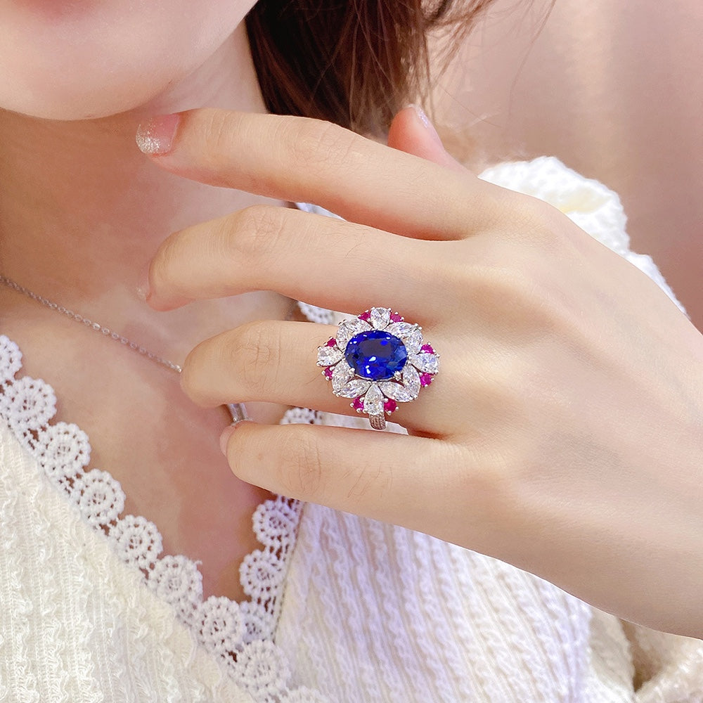 Sterling Silver Lab - Grown Sapphire Ring W – JSABR147Y