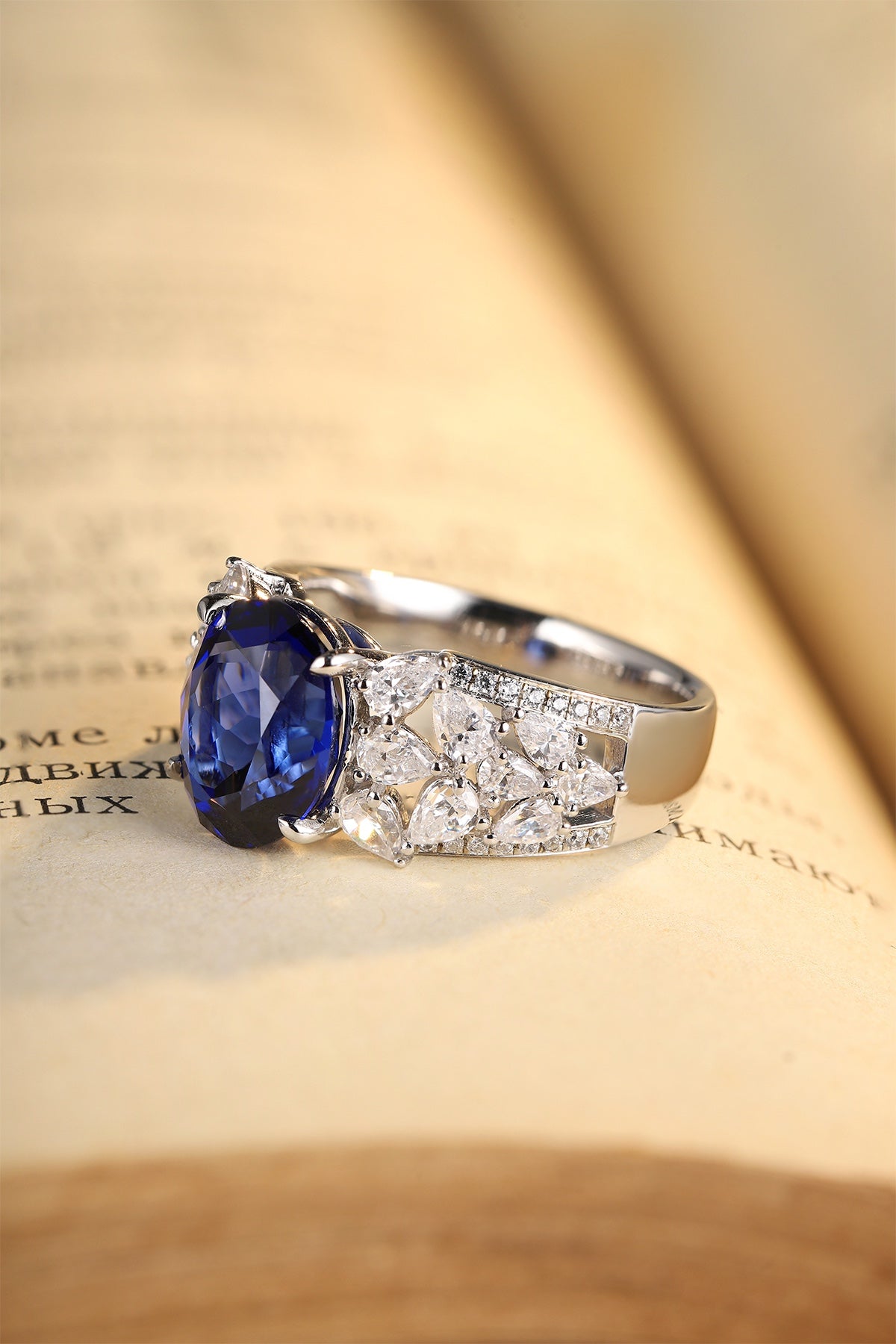 Sterling Silver Lab - Grown Sapphire Ring W – JSABR136Y