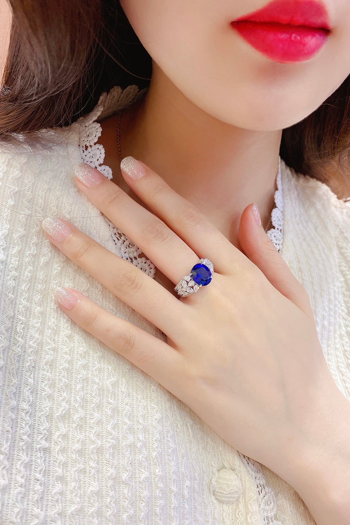 Sterling Silver Lab - Grown Sapphire Ring W – JSABR136Y