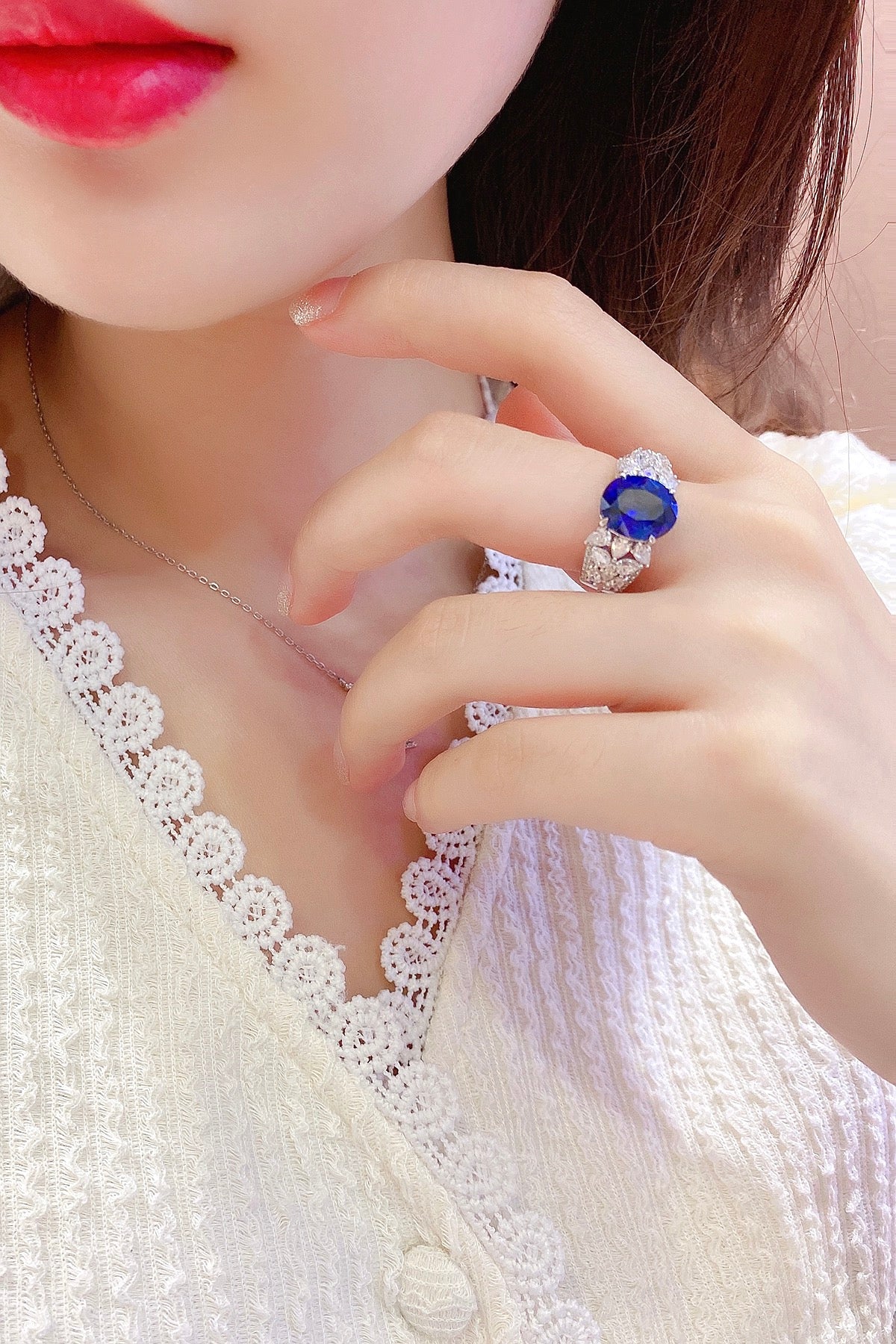 Sterling Silver Lab - Grown Sapphire Ring W – JSABR136Y