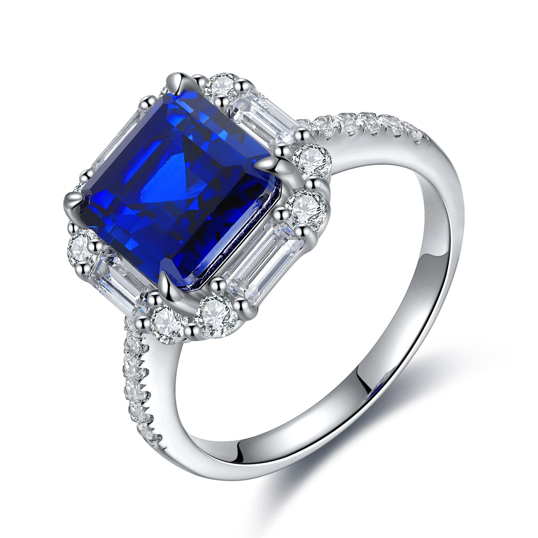 Sterling Silver Lab - Grown Sapphire Ring W – JSABR116Y