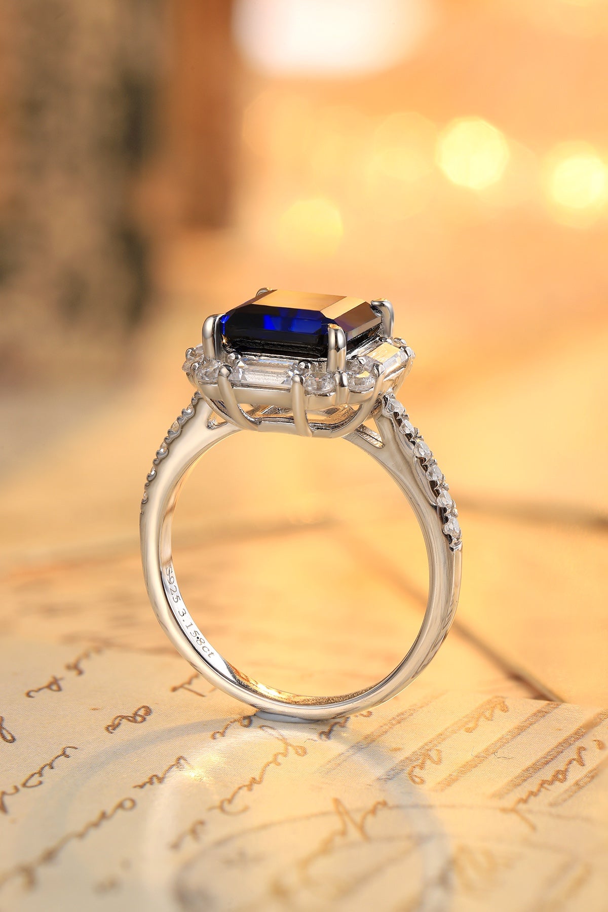 Sterling Silver Lab - Grown Sapphire Ring W – JSABR116Y