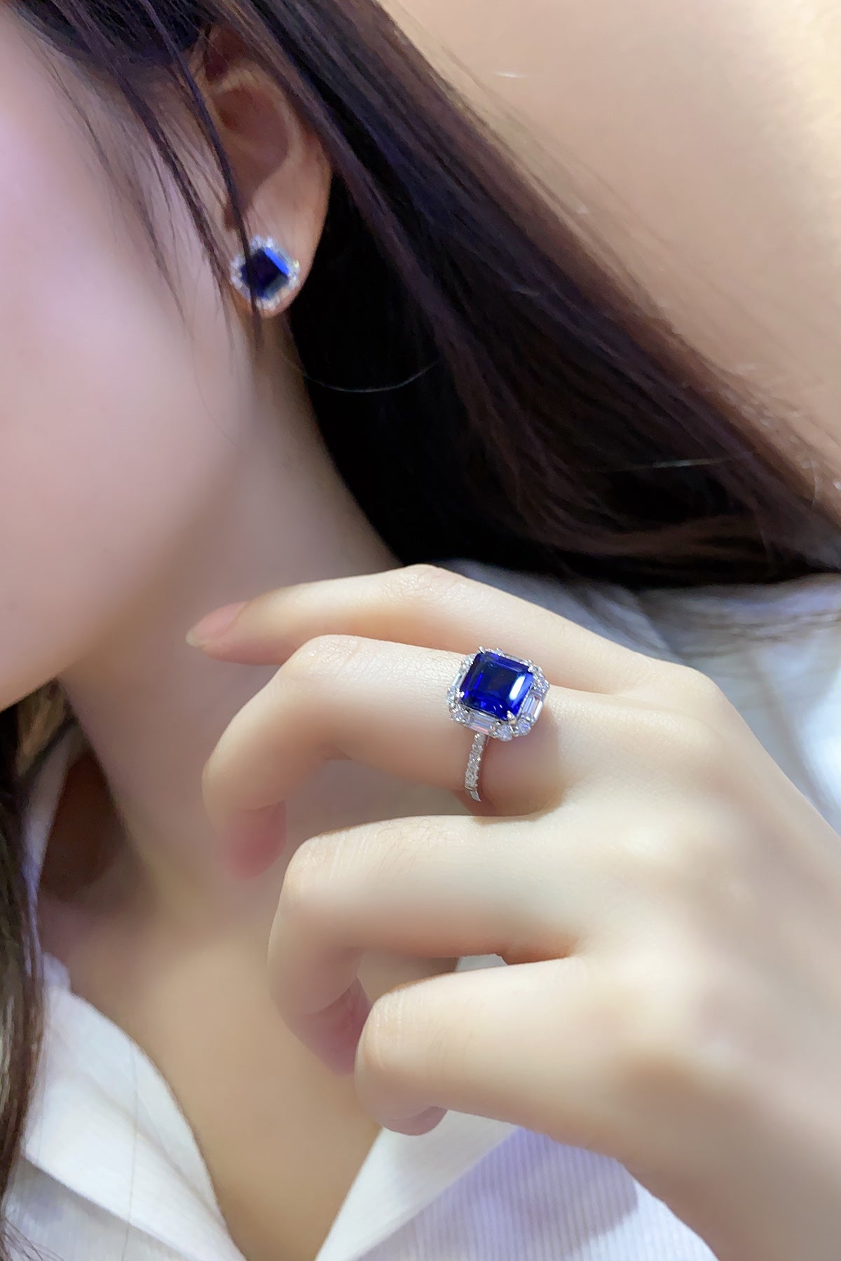 Sterling Silver Lab - Grown Sapphire Ring W – JSABR116Y