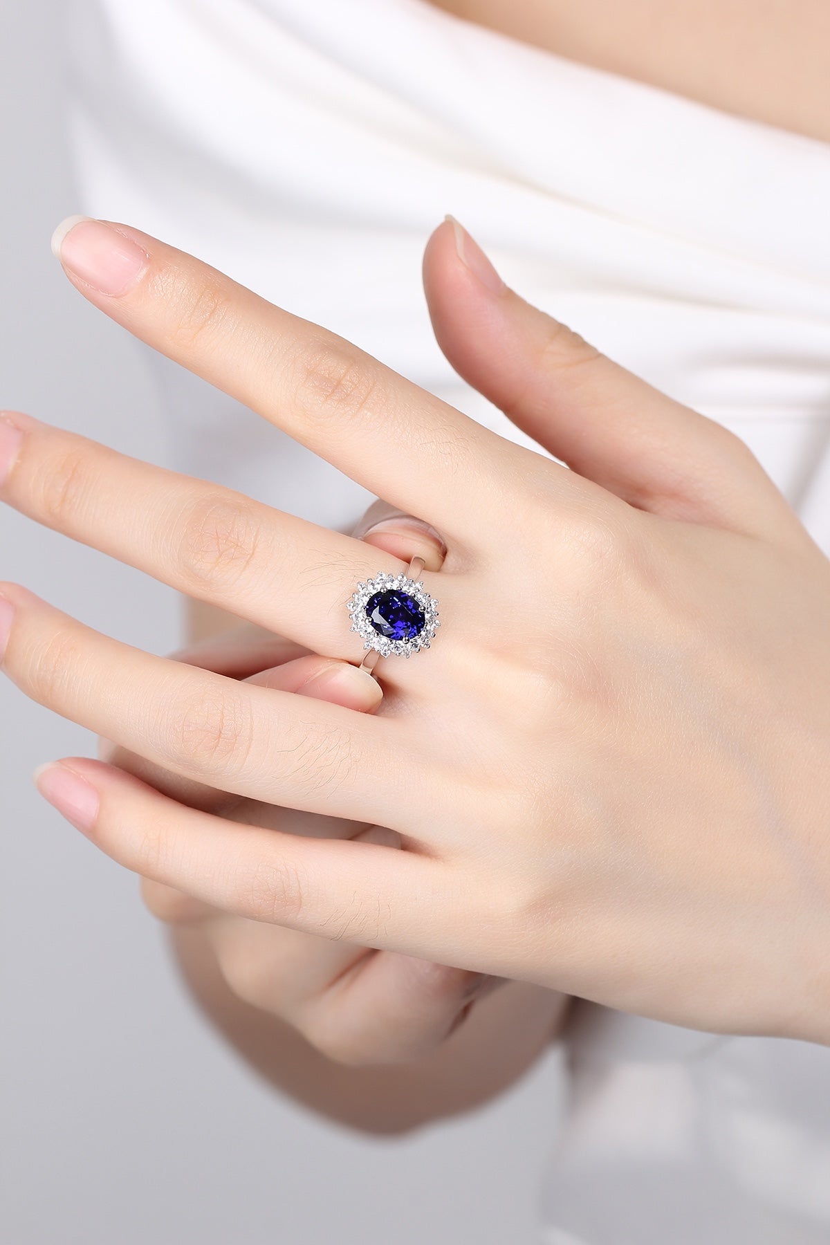 Sterling Silver Lab - Grown Sapphire Ring A – JSABR268Y