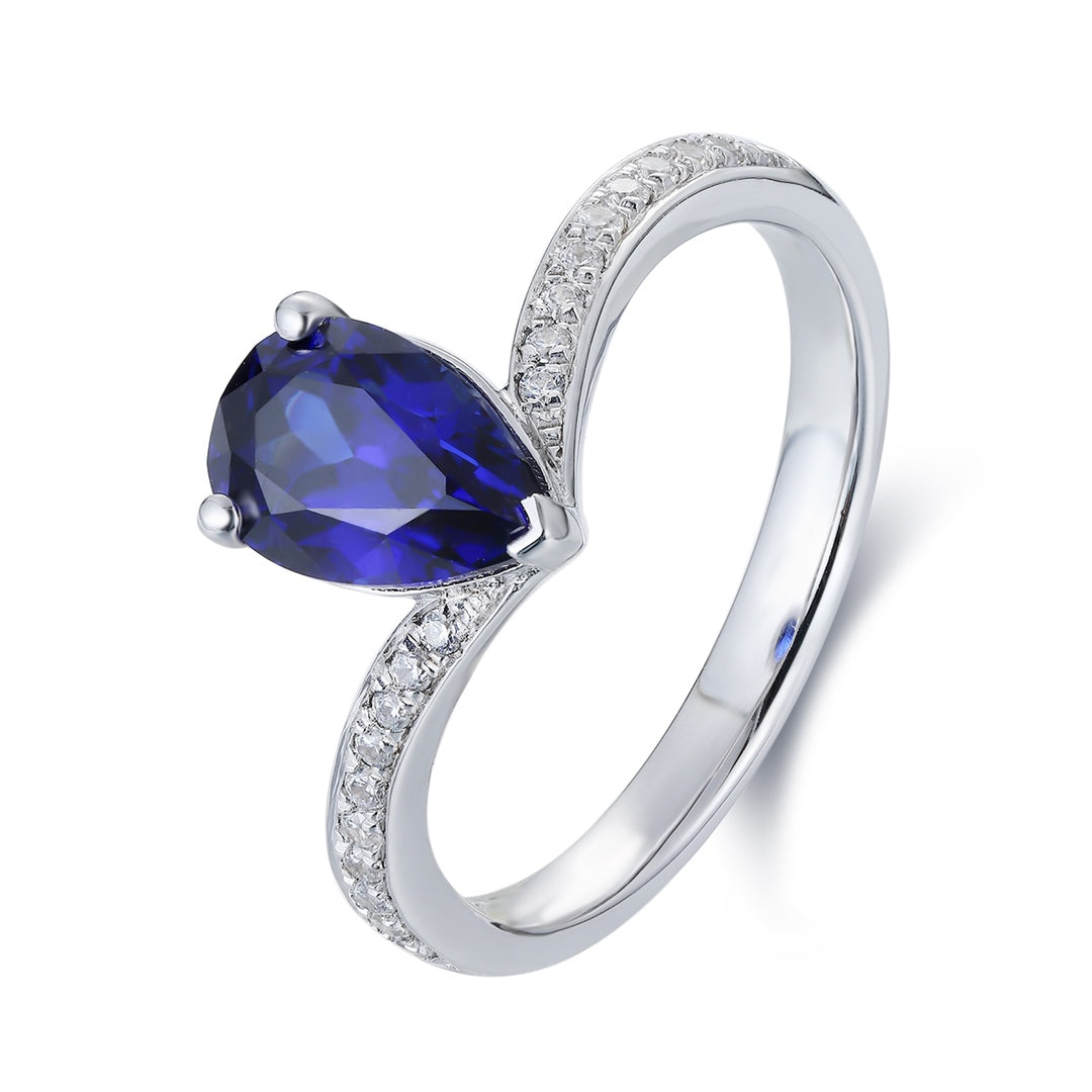 Sterling Silver Lab - Grown Sapphire Ring A – JSABR18736Y