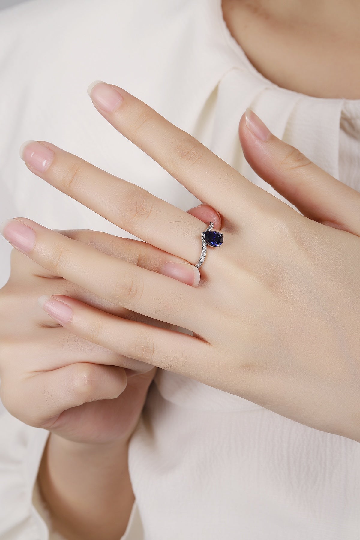Sterling Silver Lab - Grown Sapphire Ring A – JSABR18736Y