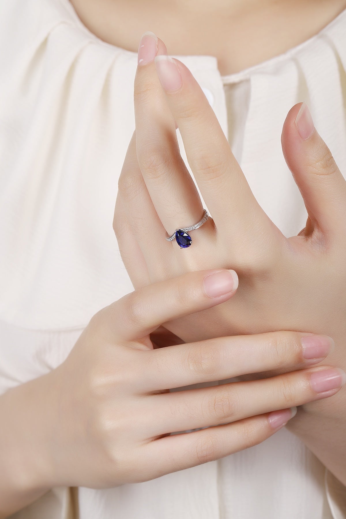 Sterling Silver Lab - Grown Sapphire Ring A – JSABR18736Y