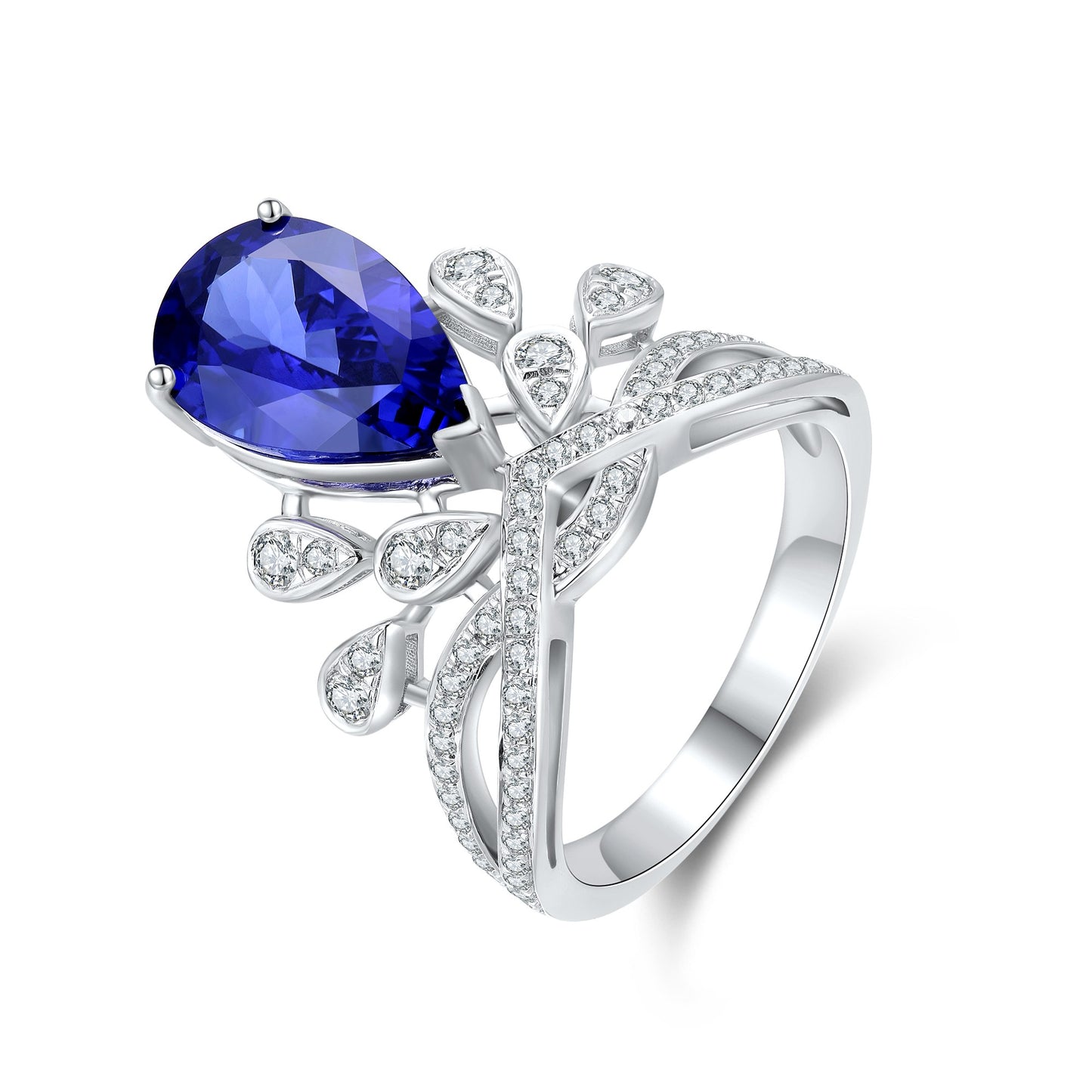 Sterling Silver Lab - Grown Sapphire Ring W – JSABR18305
