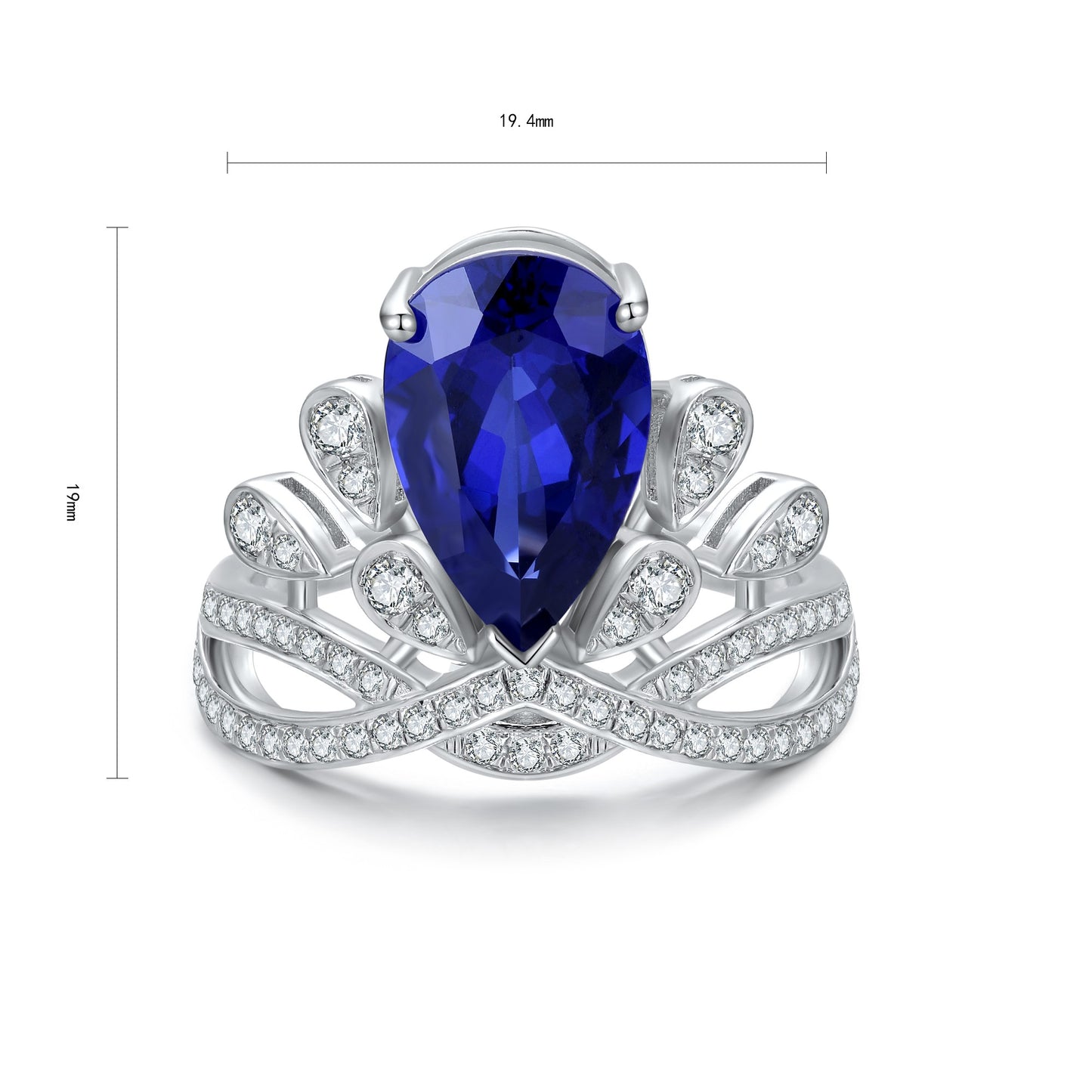 Sterling Silver Lab - Grown Sapphire Ring W – JSABR18305