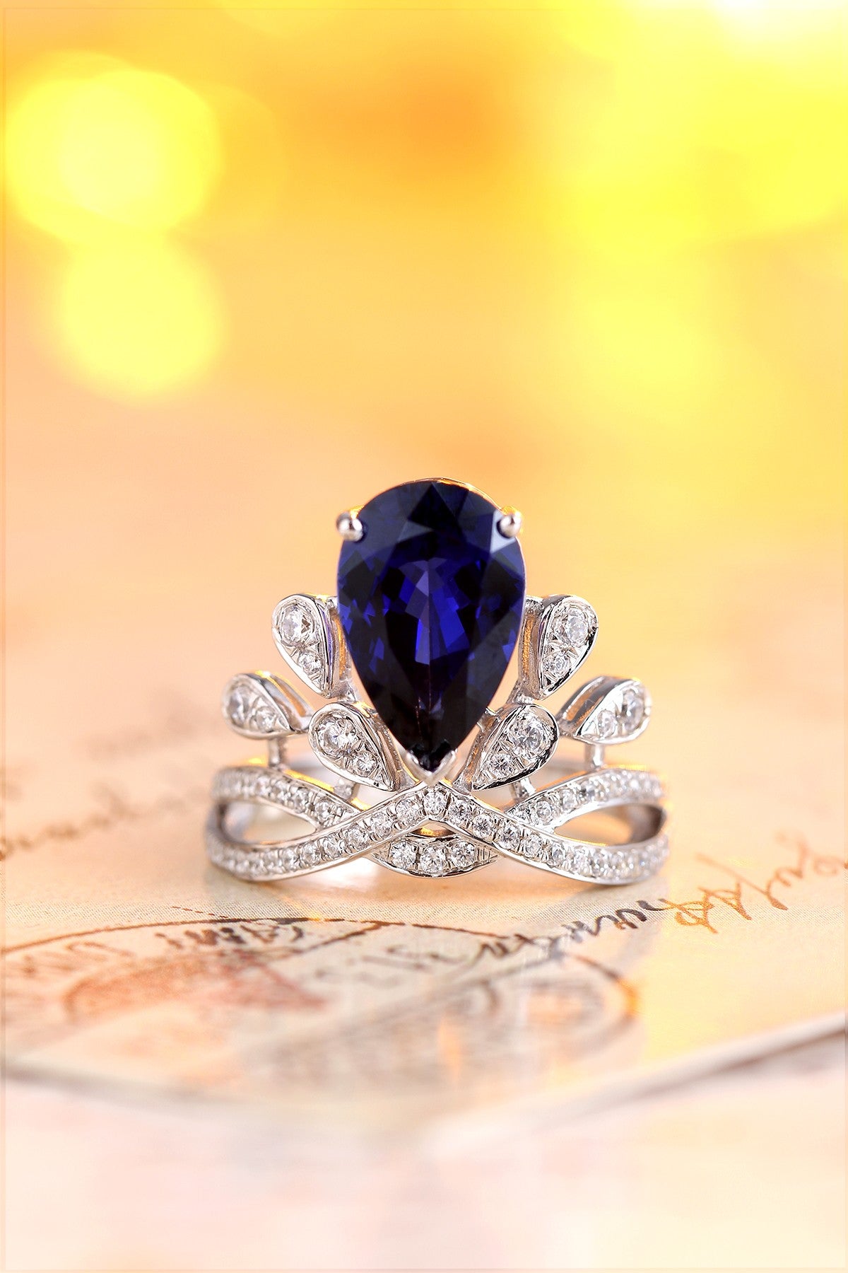 Sterling Silver Lab - Grown Sapphire Ring W – JSABR18305