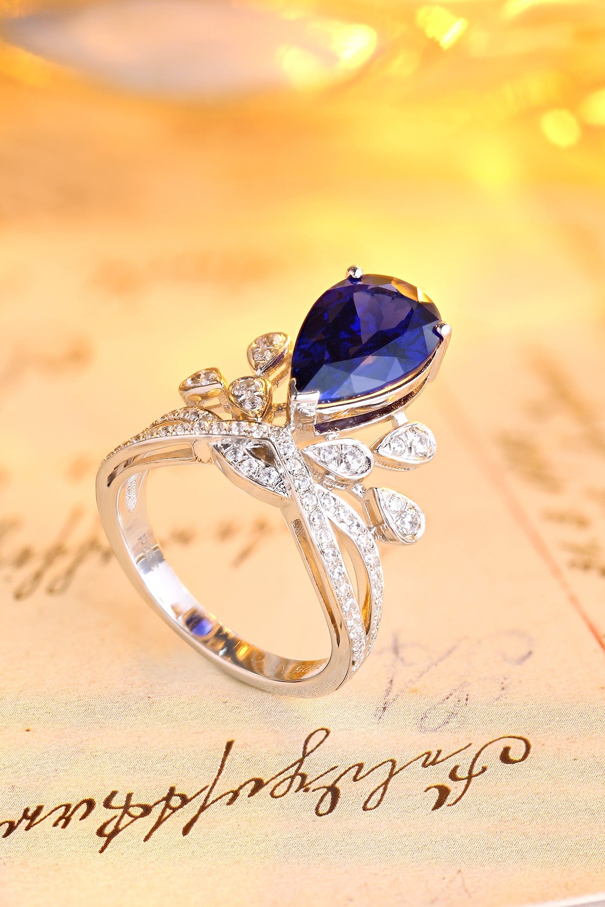 Sterling Silver Lab - Grown Sapphire Ring W – JSABR18305