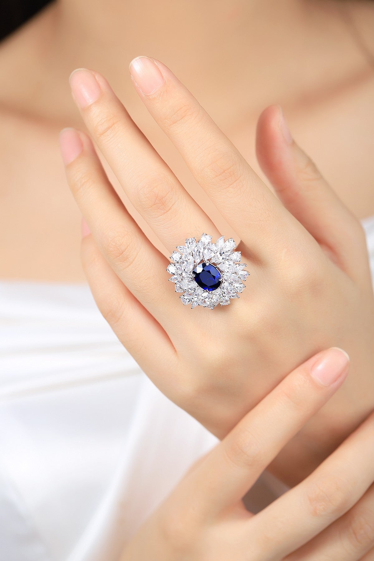 Sterling Silver Lab - Grown Sapphire Ring A – JSABR92696