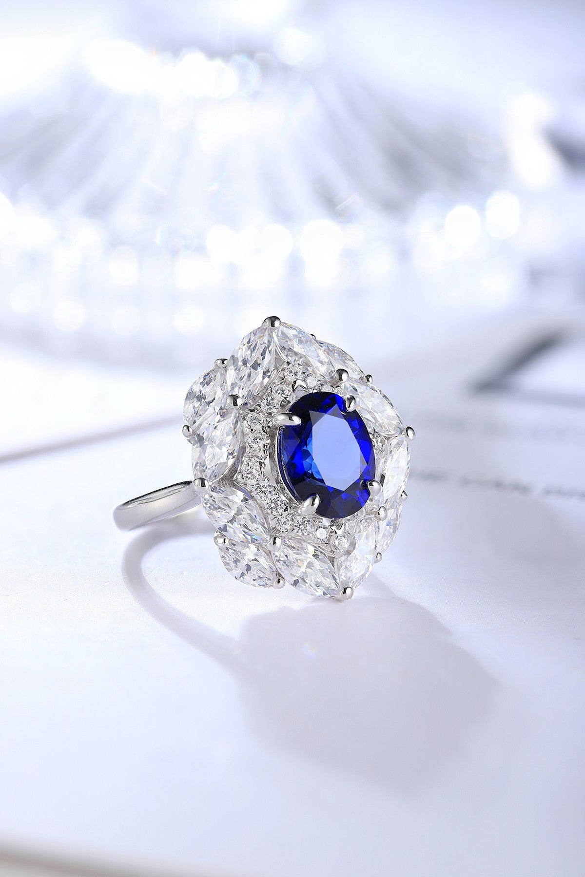 Sterling Silver Lab - Grown Sapphire Ring A – JSABR92554