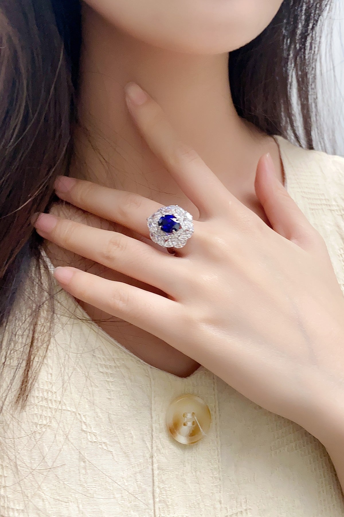 Sterling Silver Lab - Grown Sapphire Ring A – JSABR92554
