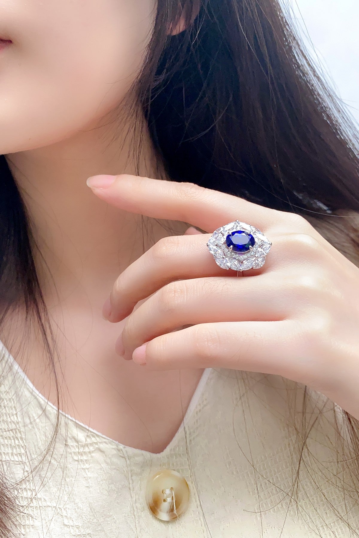 Sterling Silver Lab - Grown Sapphire Ring A – JSABR92554
