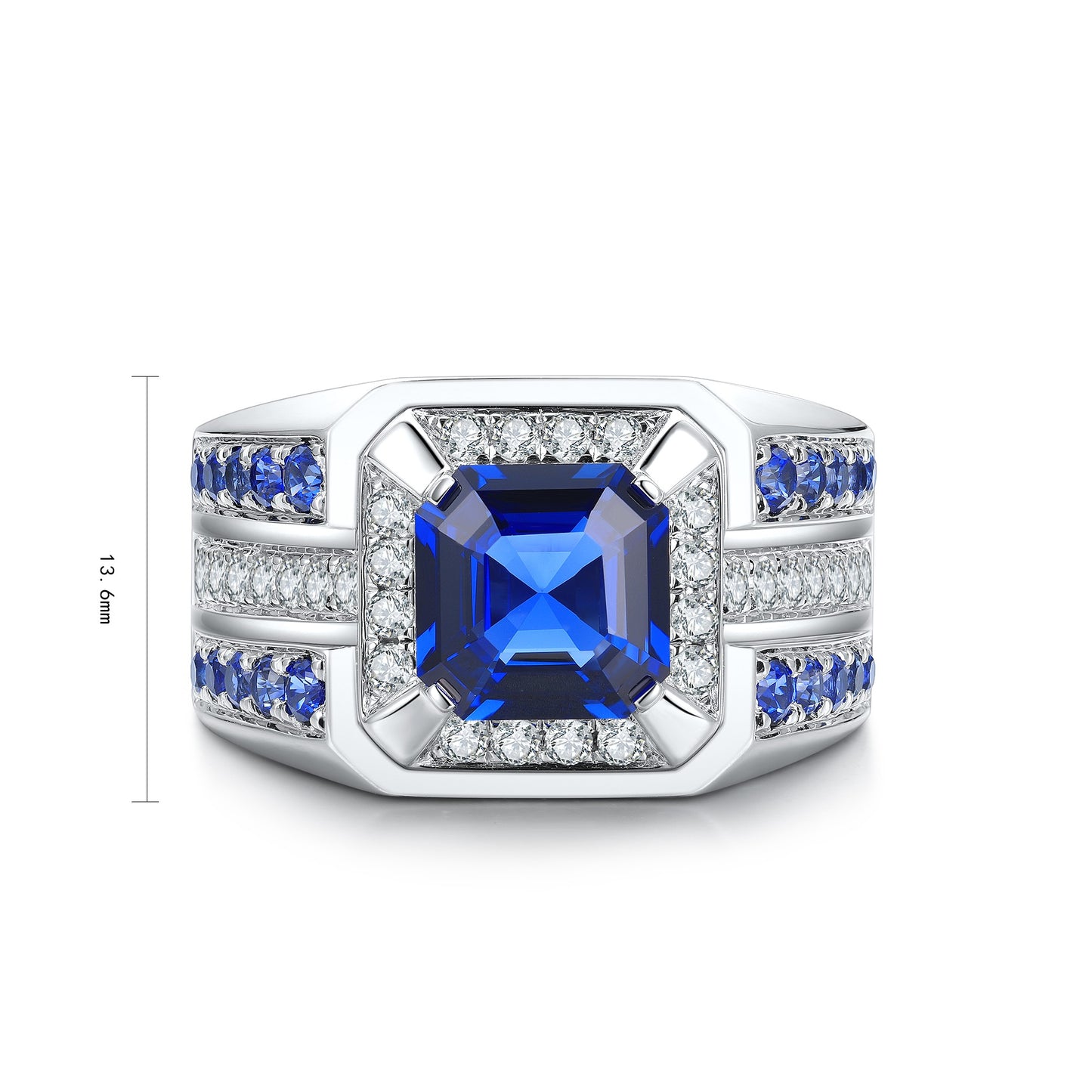 Sterling Silver Lab - Grown Sapphire Men's Ring A – JSABR937Y