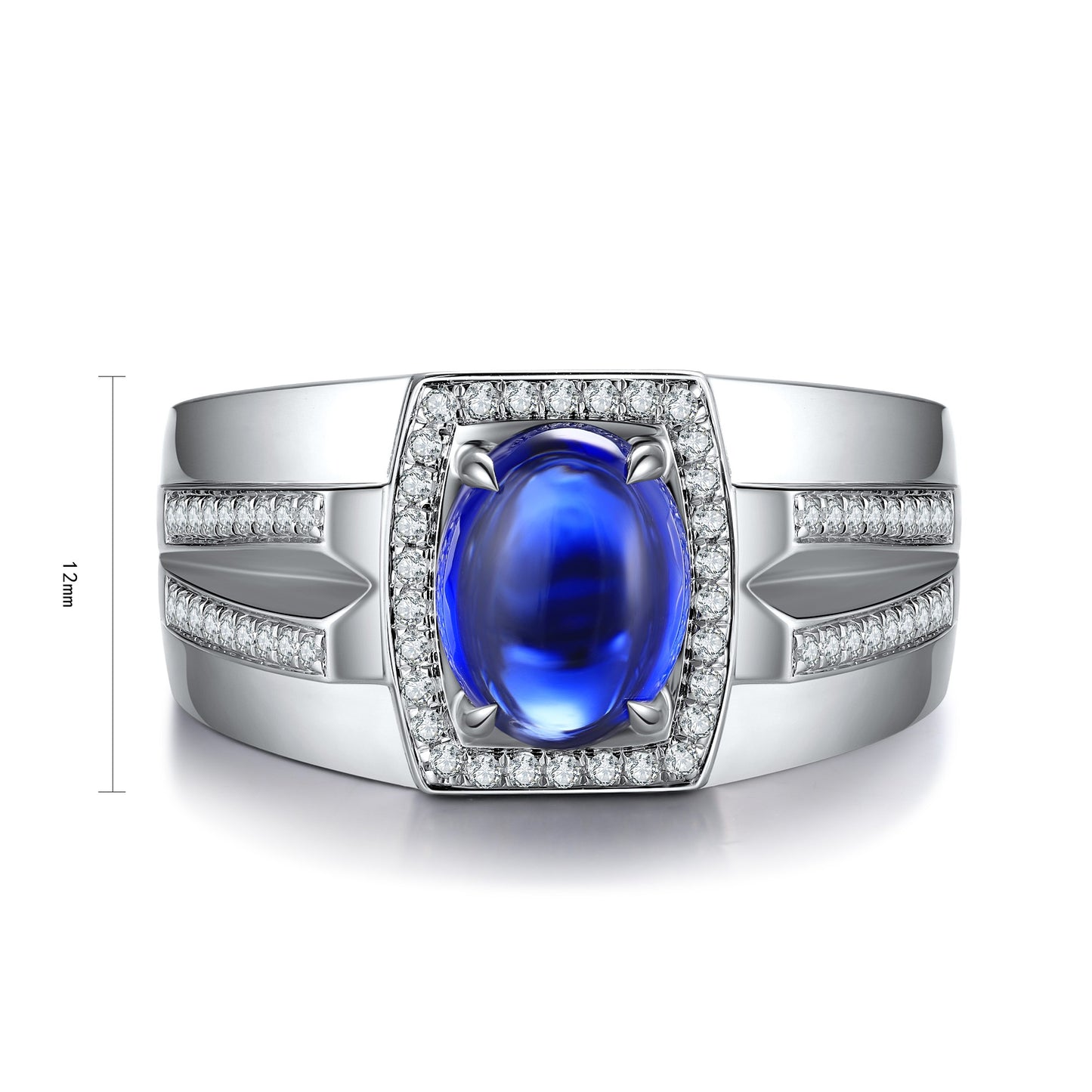 Sterling Silver Lab - Grown Sapphire Men's Ring A – JSABR936Y