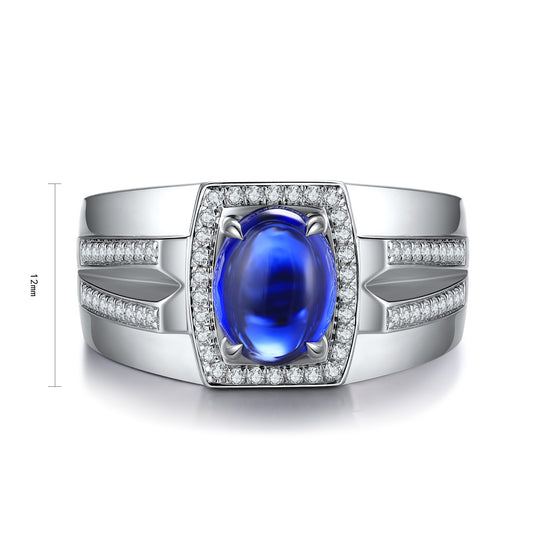 Sterling Silver Lab - Grown Sapphire Men's Ring A – JSABR936Y