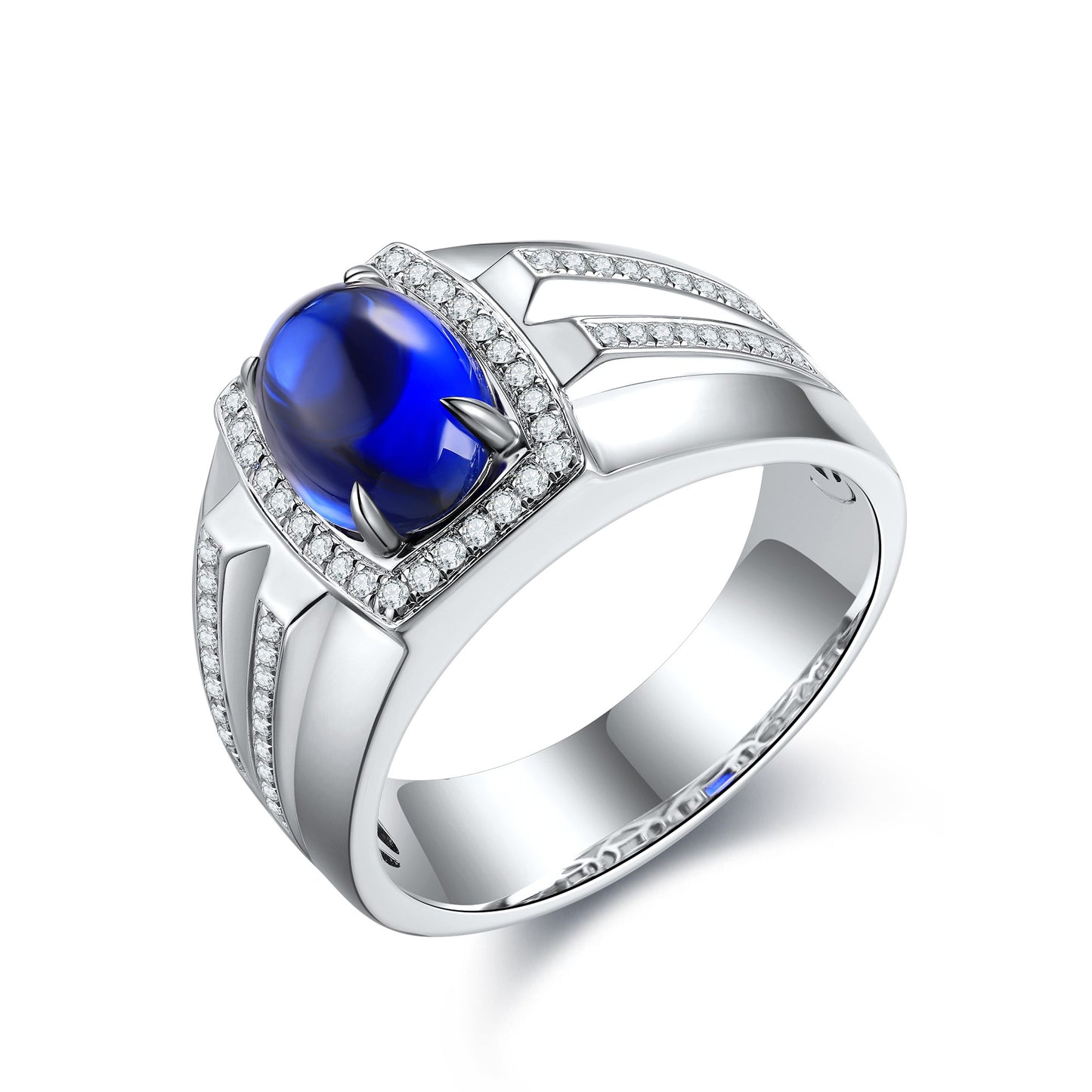 Sterling Silver Lab - Grown Sapphire Men's Ring A – JSABR936Y