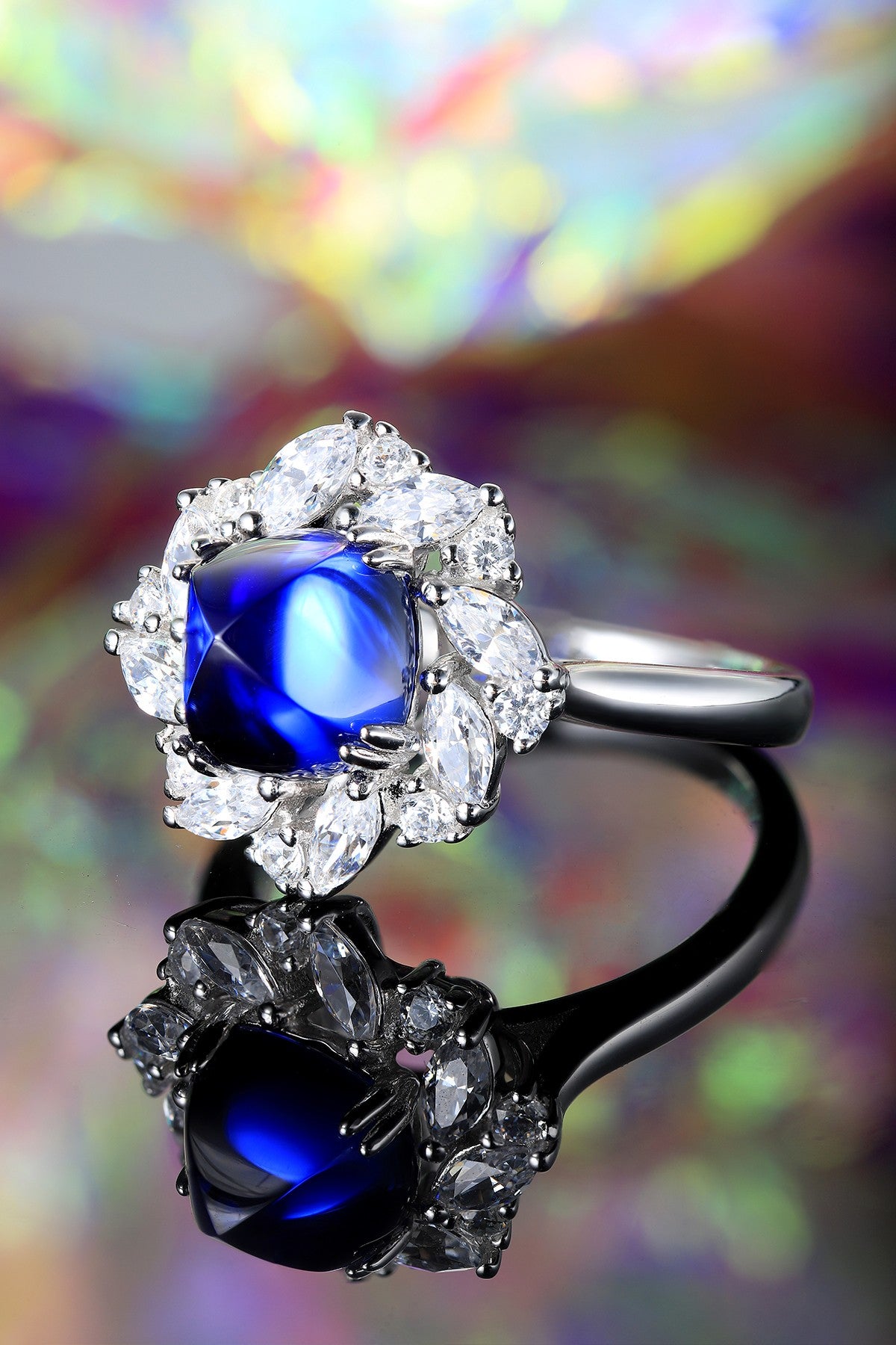Sterling Silver Lab - Grown Sapphire Ring A – JSABR934Y